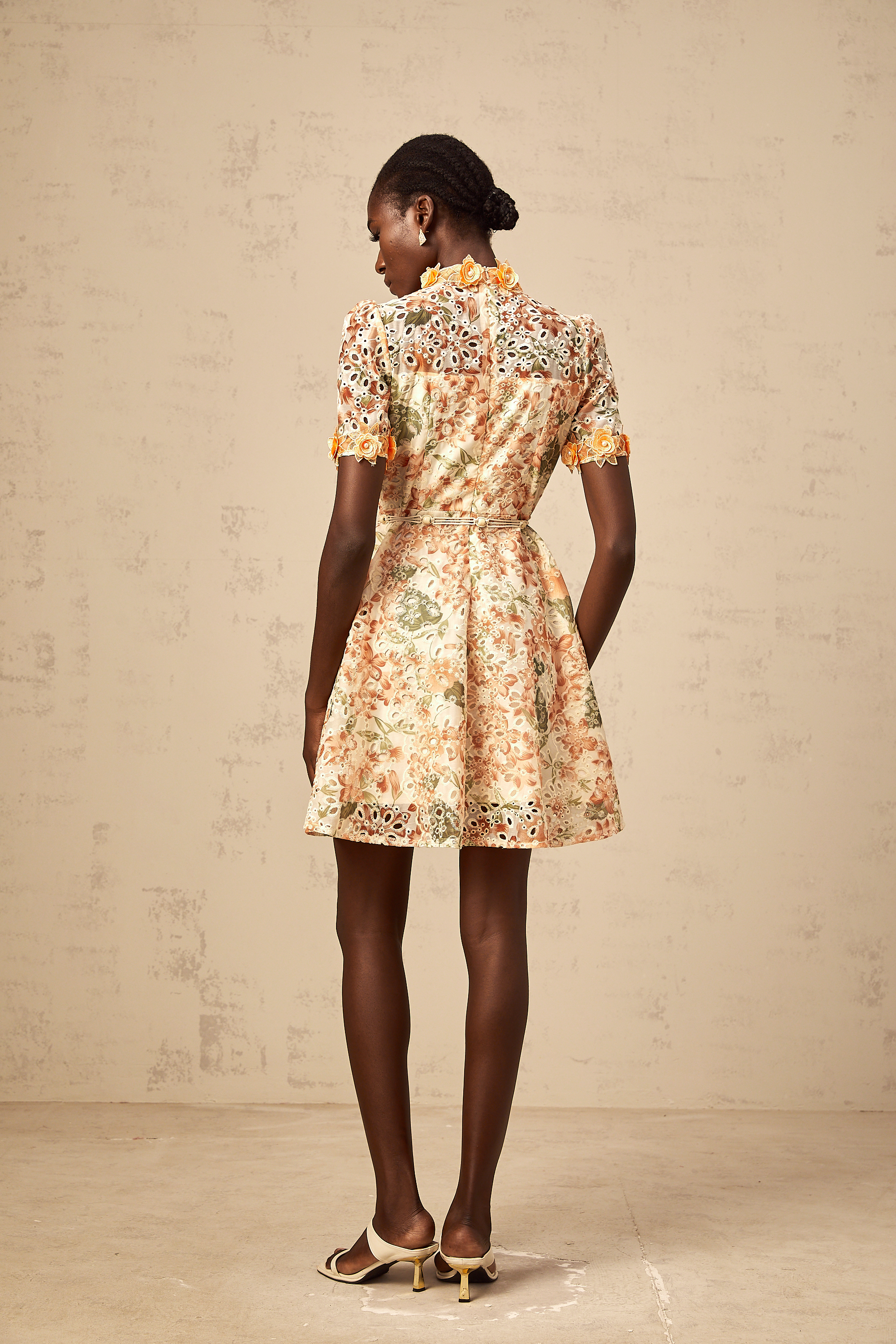 Lilou orange flower-embroidered embellished mini dress (Final Sale-US Only)