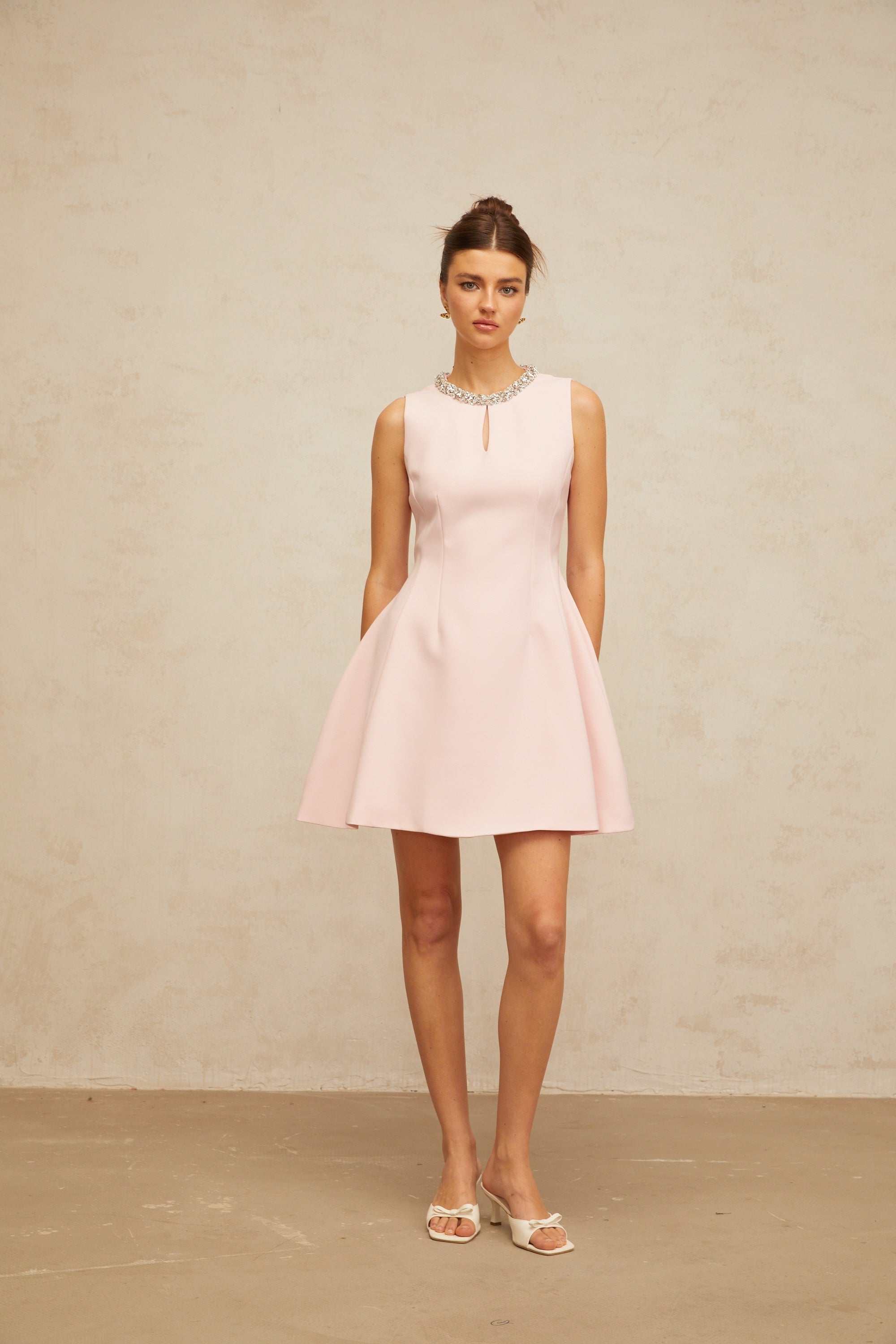 Clothilde pink sequined puff mini dress