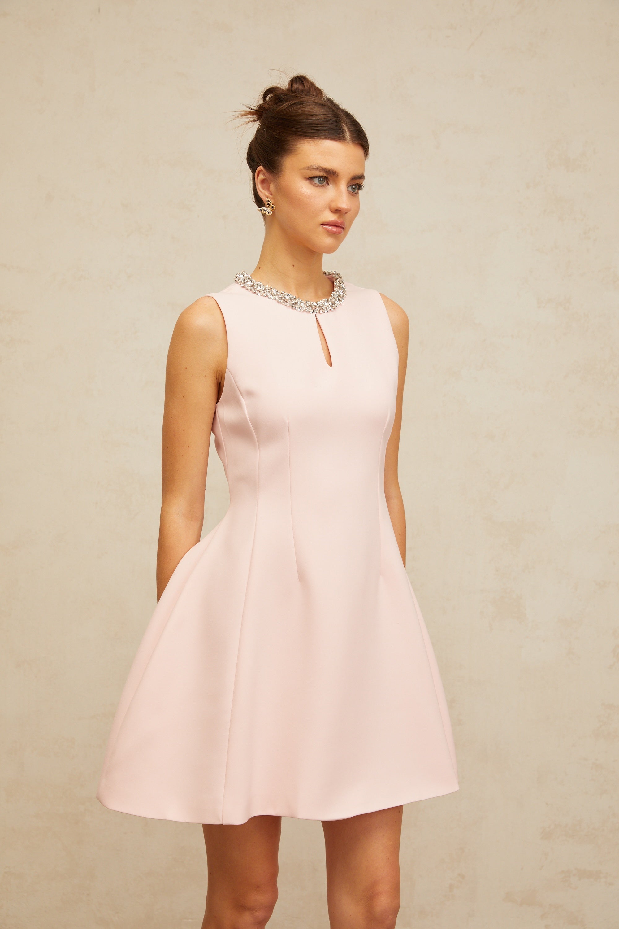Clothilde pink sequined puff mini dress