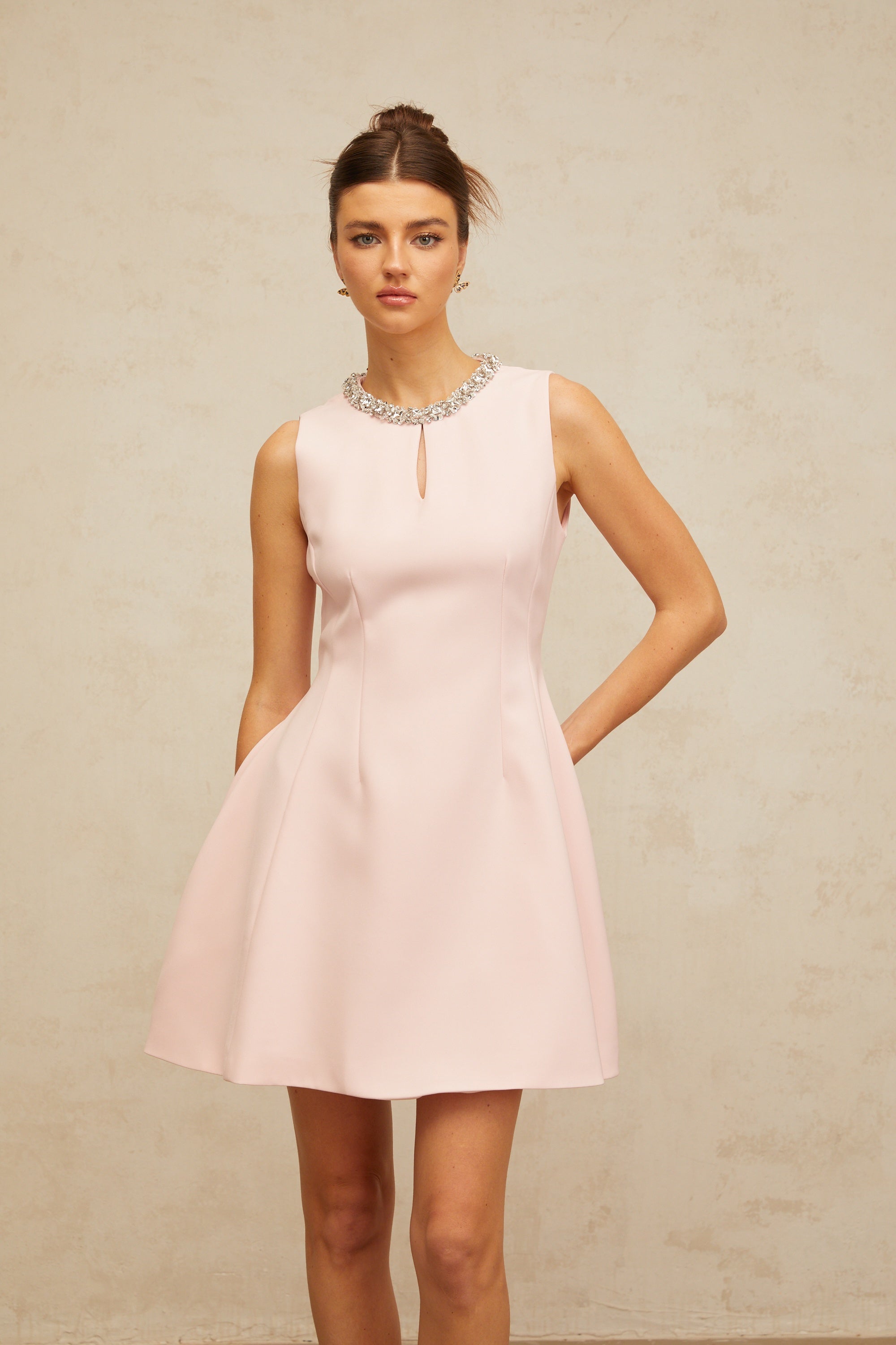 Clothilde pink sequined puff mini dress
