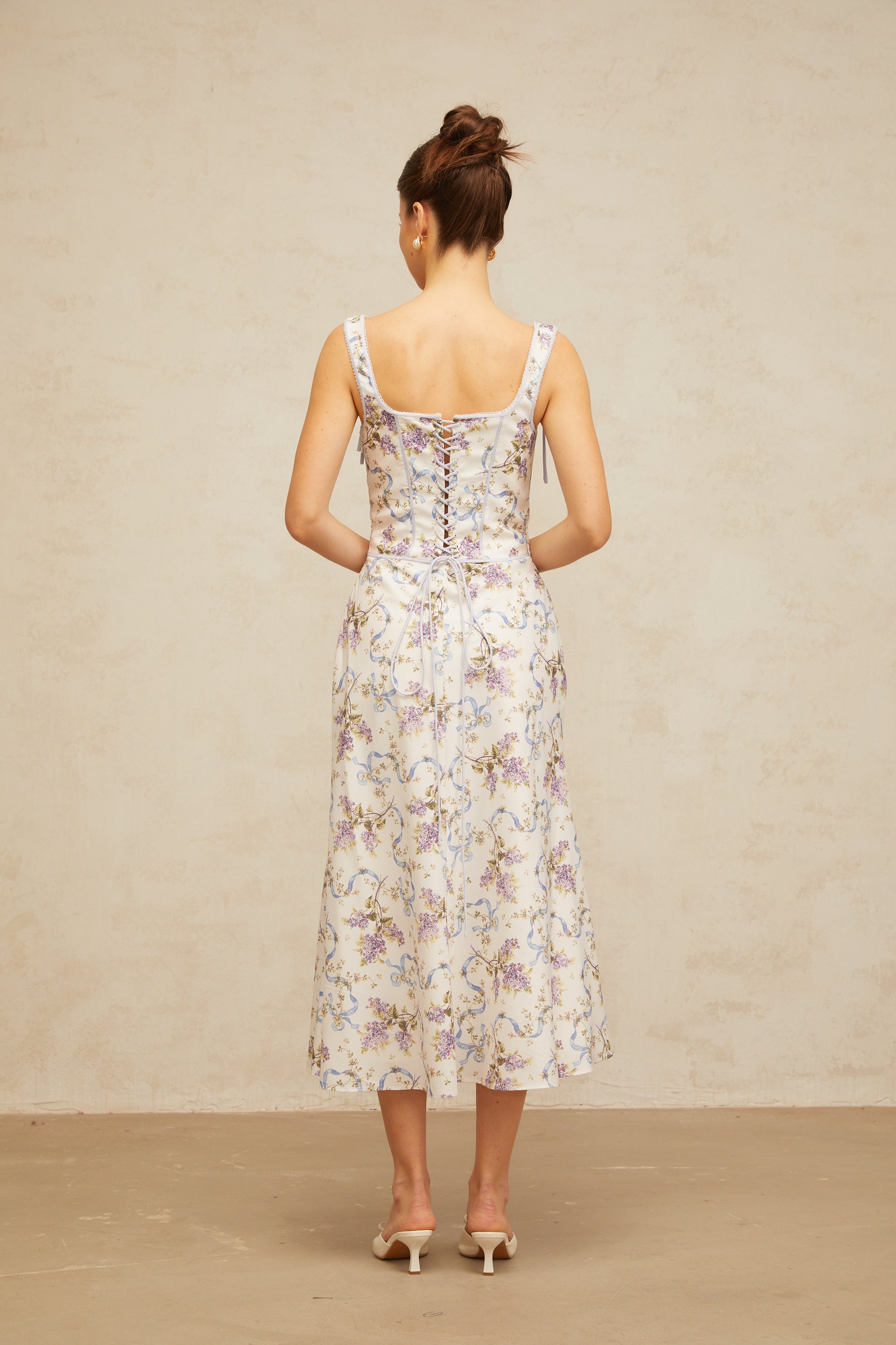 Bruyère white floral-print flared midi dress