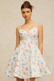 Avril floral-print flounced mini dress in Blue