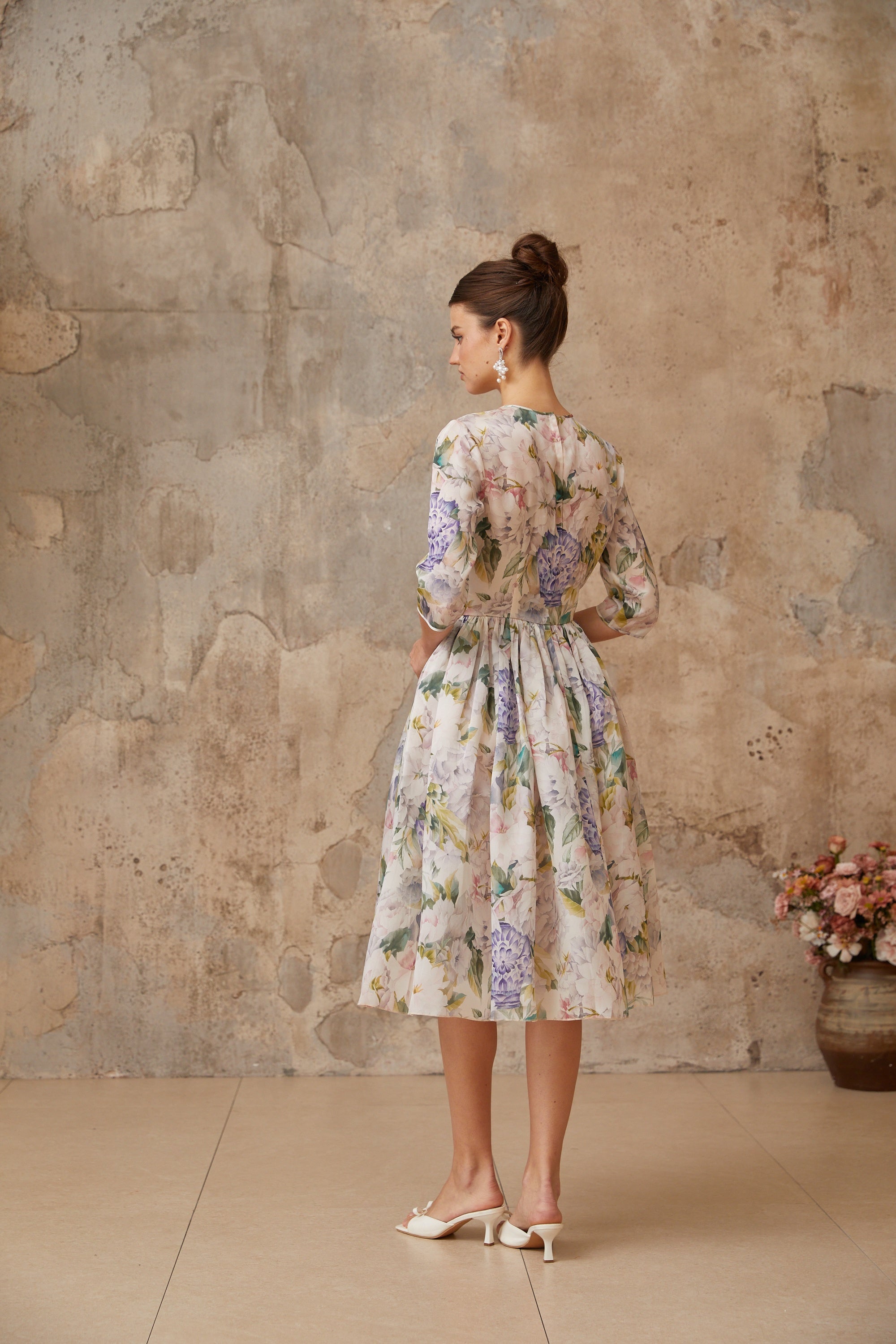 Lydie floral-print shirred midi dress