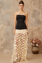 Xénia contrast-color 3d-polka-dot maxi dress
