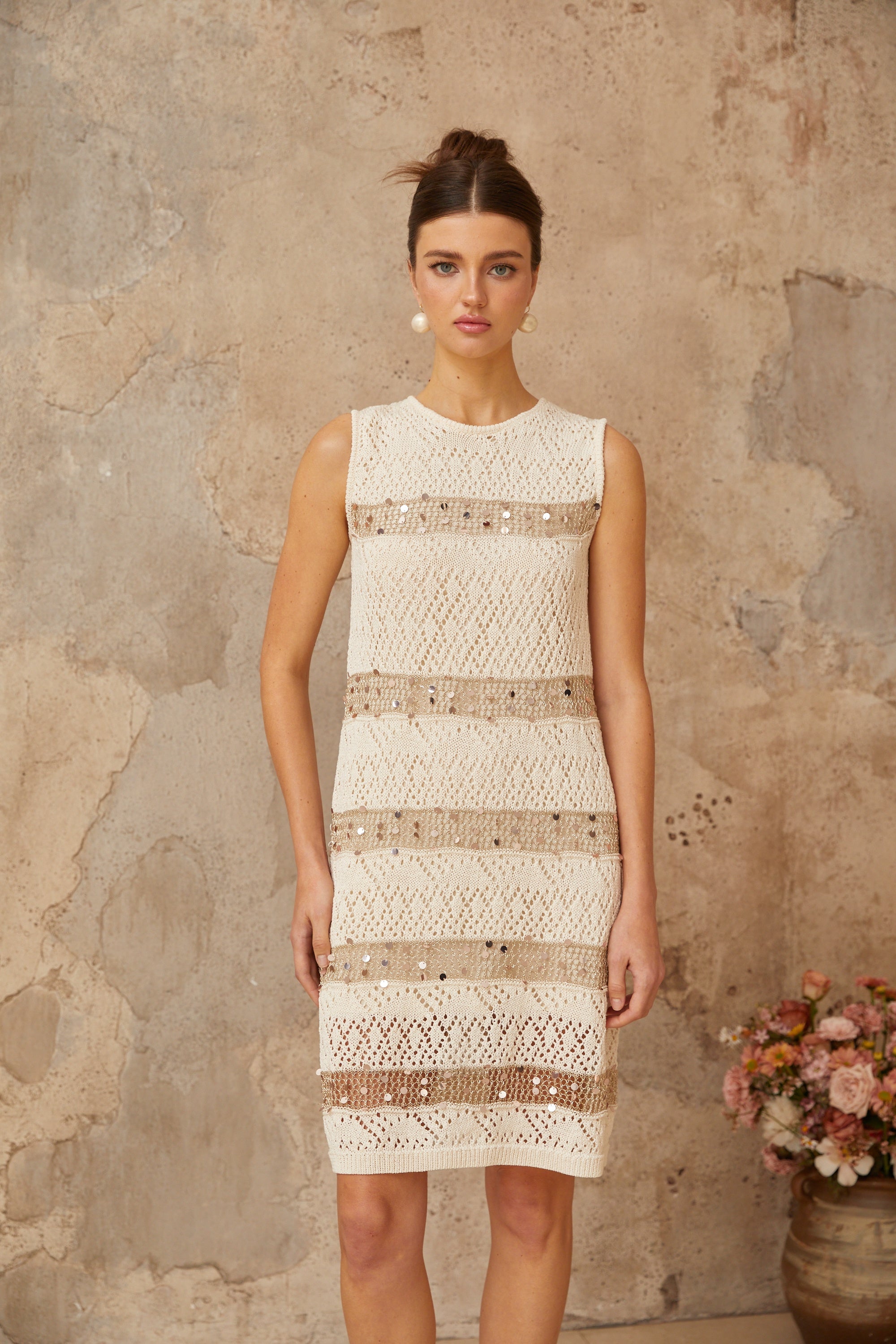 Colette off-white sequined crochet-knit mini dress (Final Sale-US Only)
