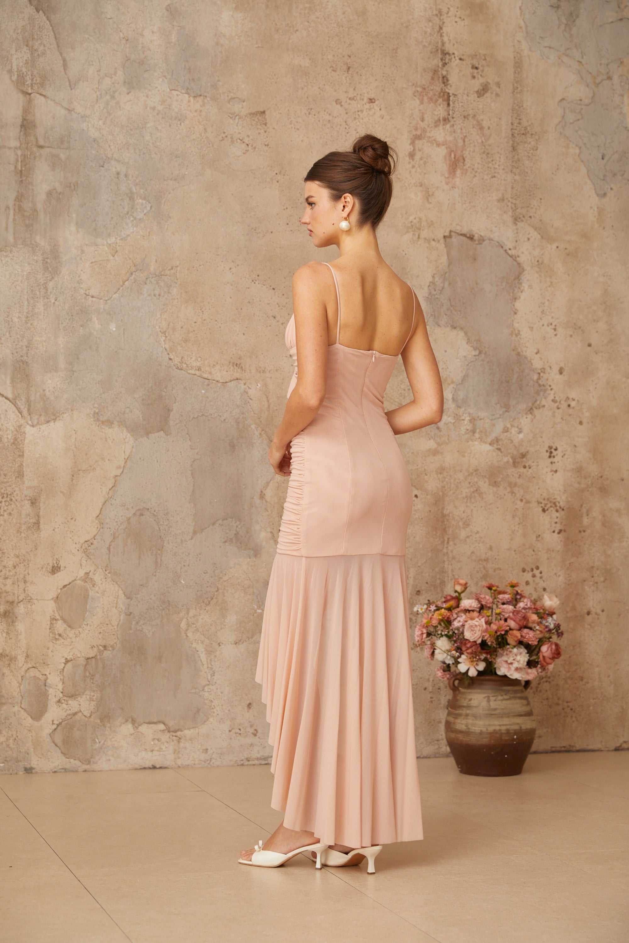 Giada pink asymmetrical ruched dress