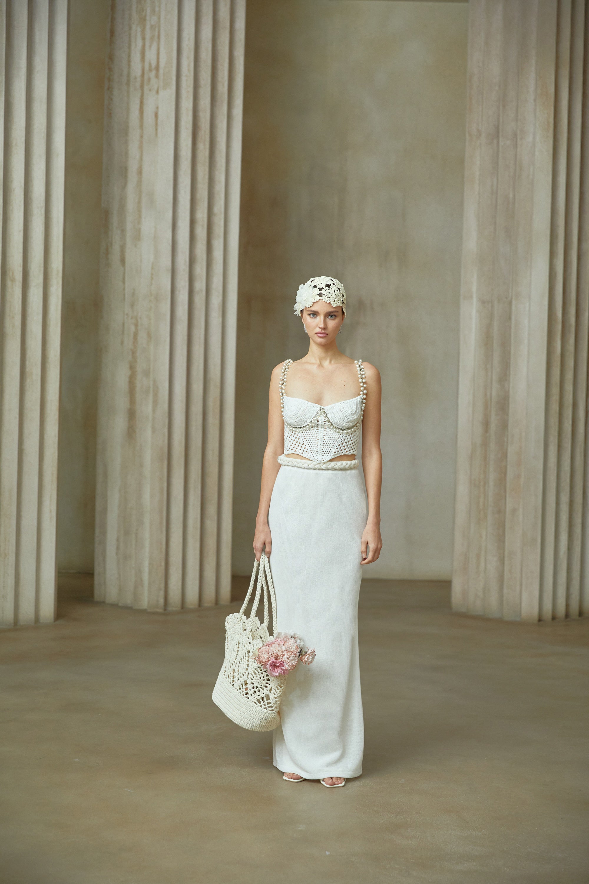 Prunelle Crochet Knit Two-Piece Top and Skirt Set (Final Sale)