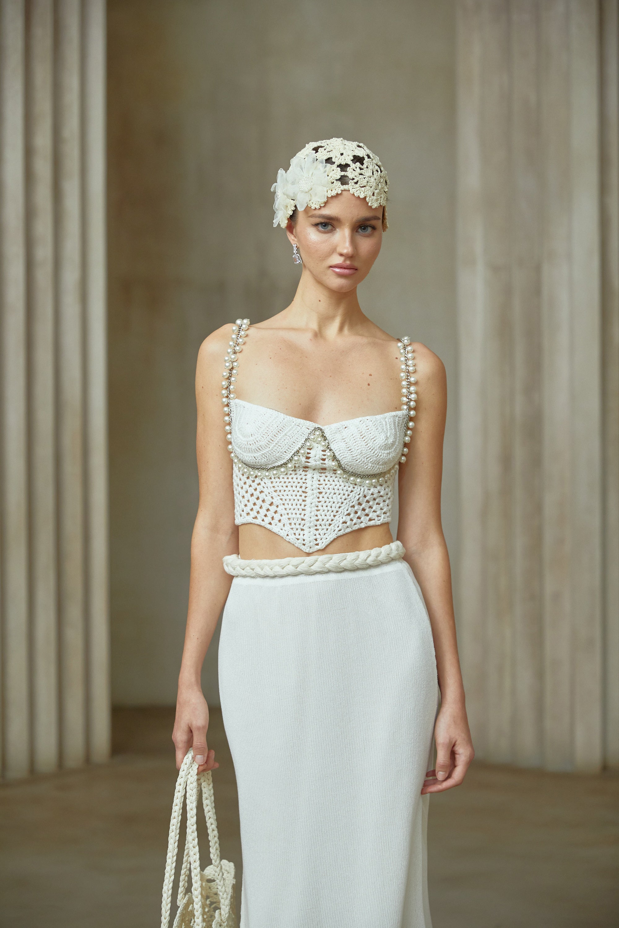 Prunelle Crochet Knit Two-Piece Top and Skirt Set (Final Sale)