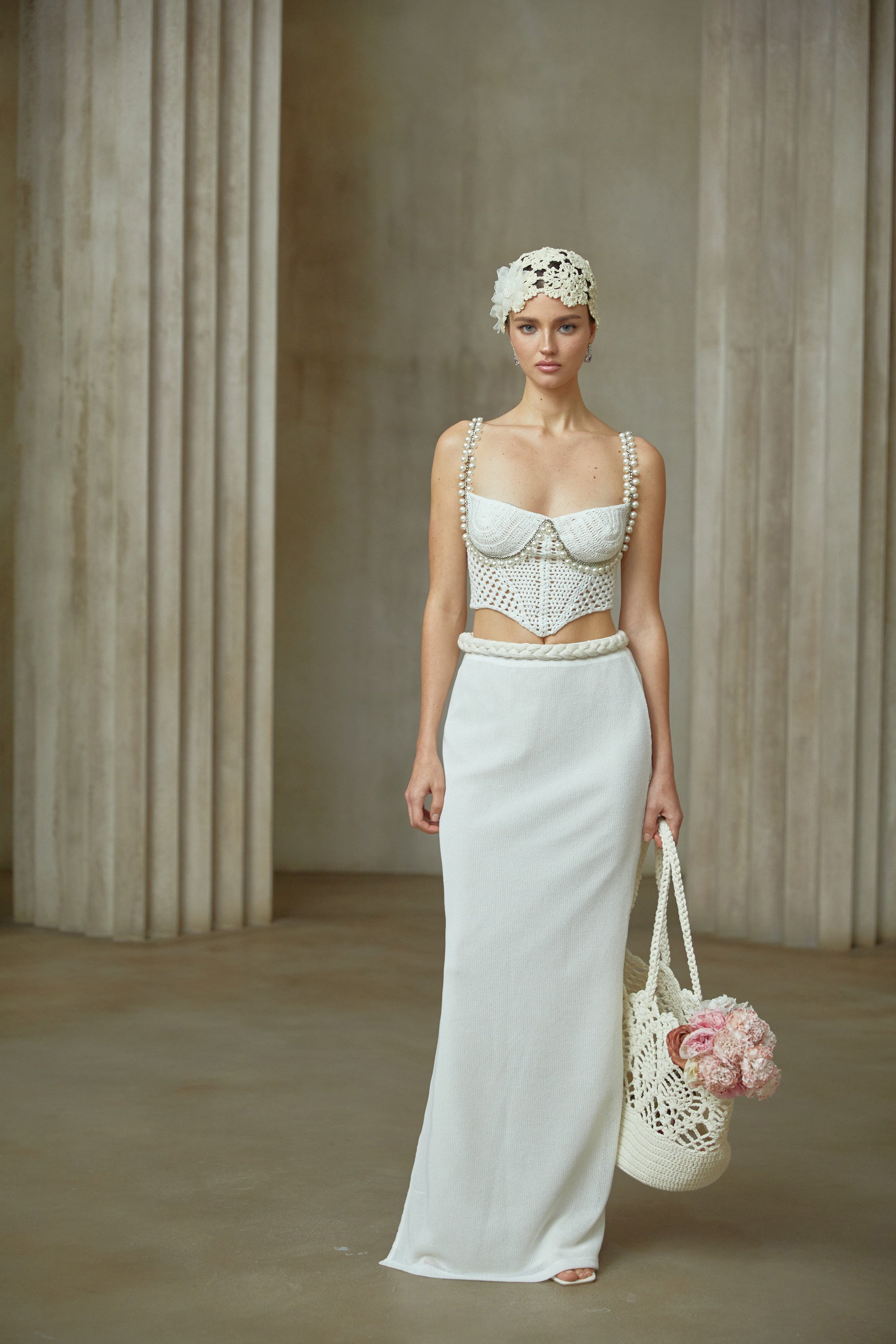 Prunelle Crochet Knit Two-Piece Top and Skirt Set (Final Sale)