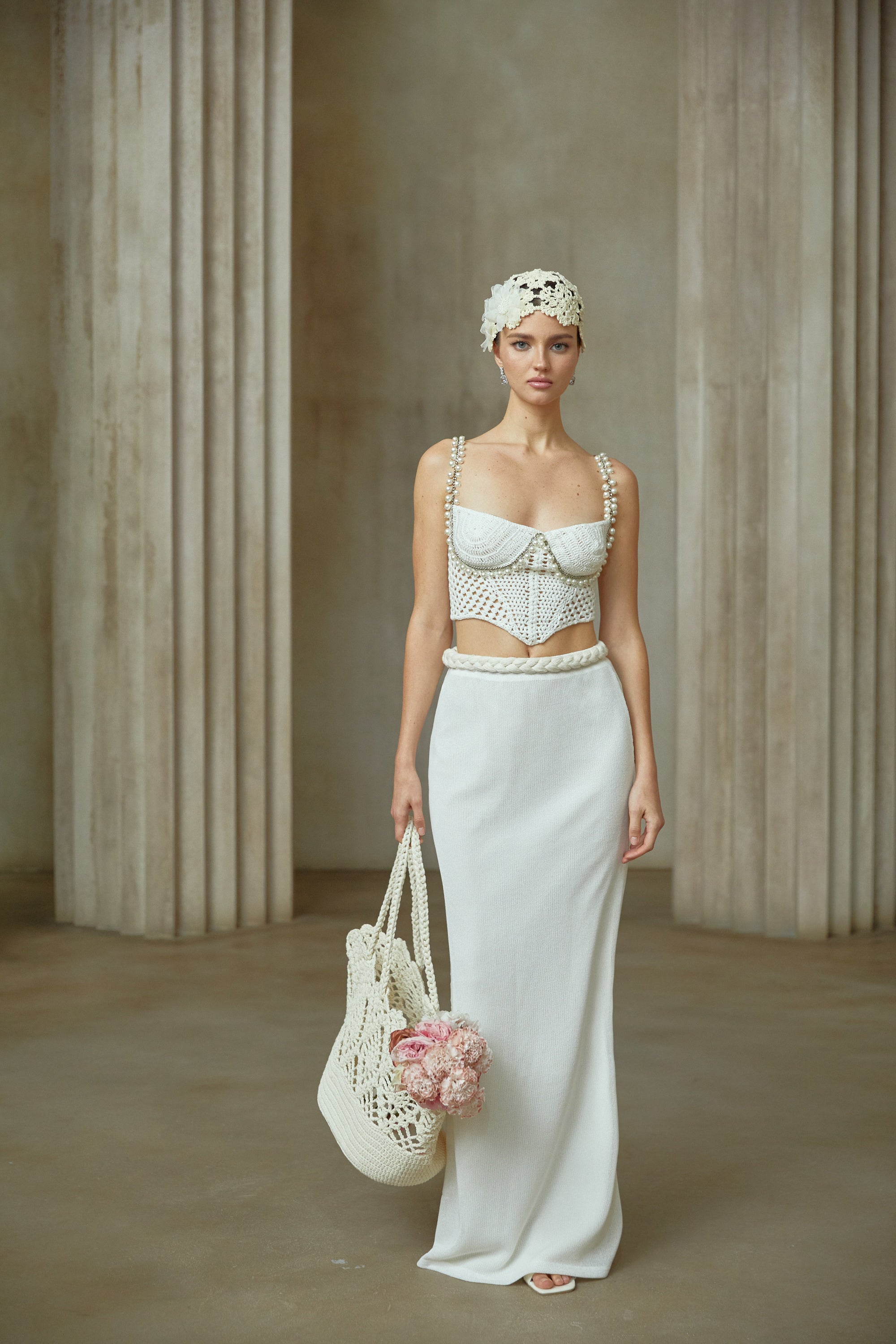 Prunelle Crochet Knit Two-Piece Top and Skirt Set (Final Sale)