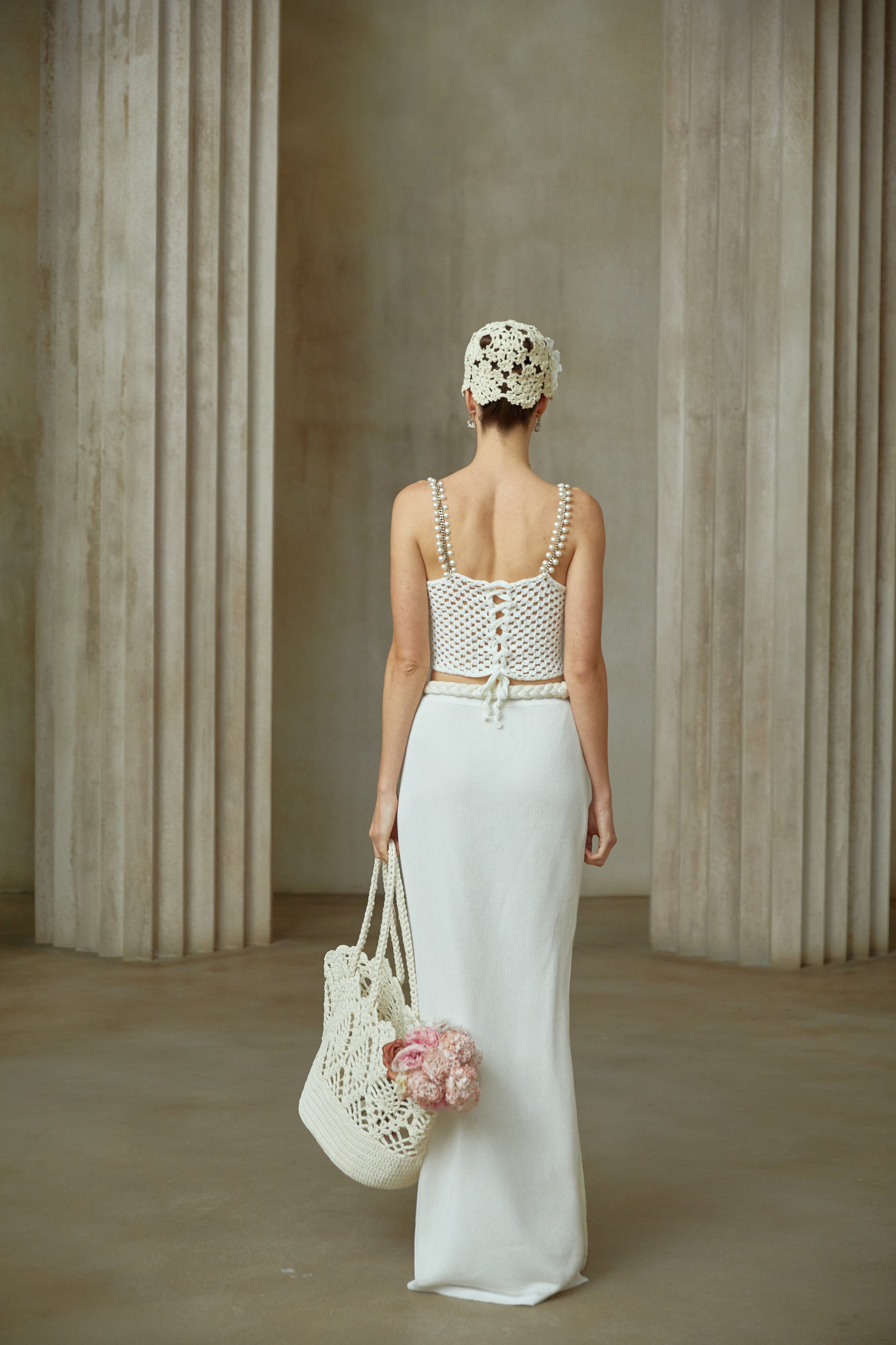 Prunelle Crochet Knit Two-Piece Top and Skirt Set (Final Sale)