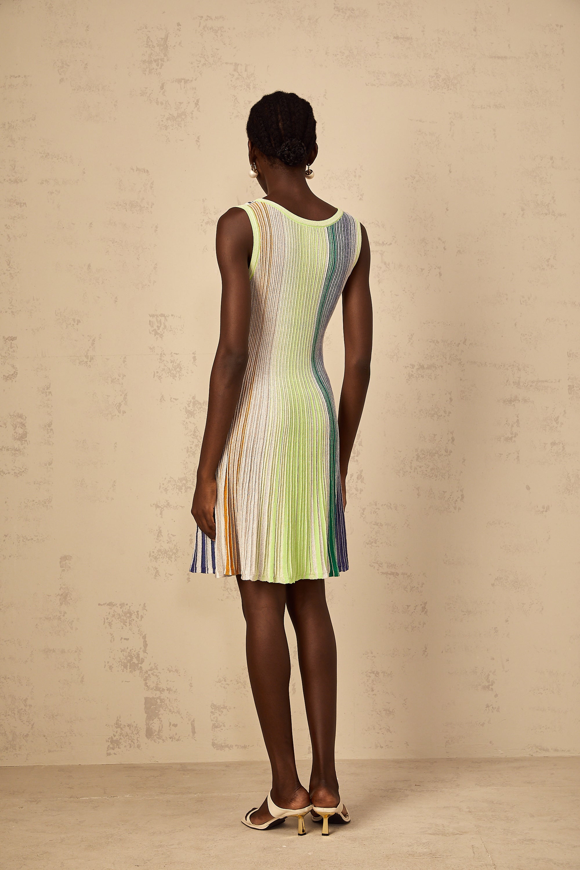 Amaryllis Green Sequin Striped Knit Mini Dress (Final Sale-US Only)