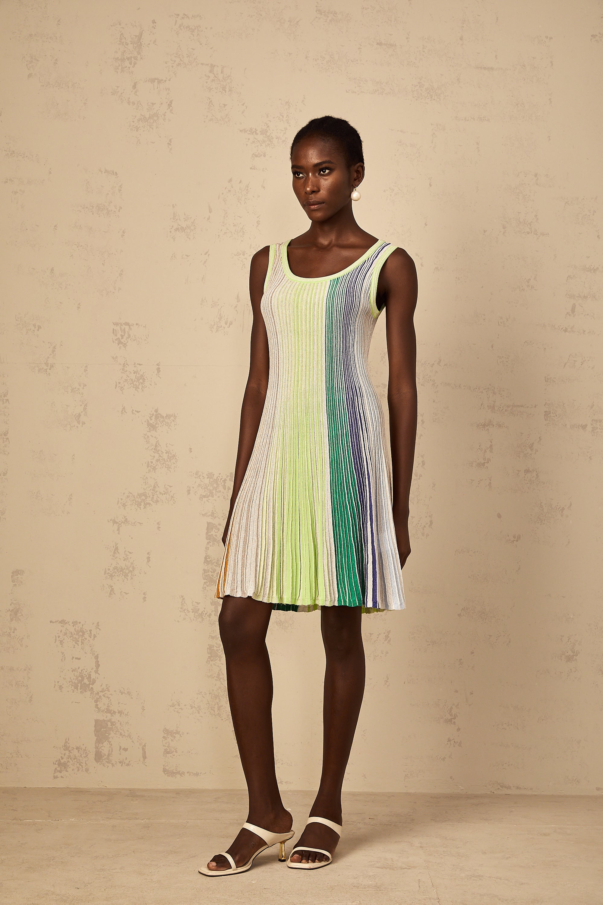 Amaryllis Green Sequin Striped Knit Mini Dress (Final Sale-US Only)