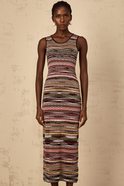Quentin Purple Striped Crochet Knit Midi Dress