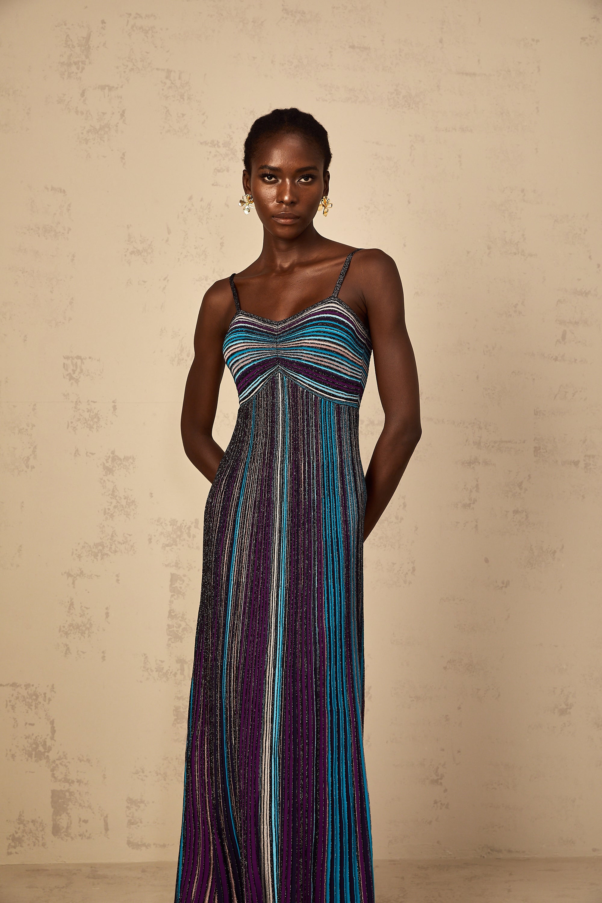 Bruyère Purple Sequin Striped Knit Maxi Dress (Final Sale)
