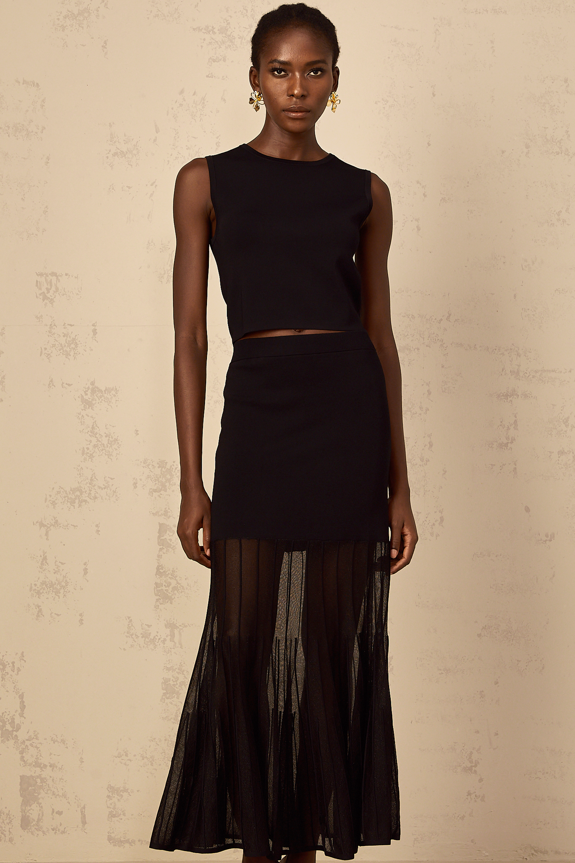 Cerise Black Panelled Fine Knit Matching Set (Final Sale-US Only)
