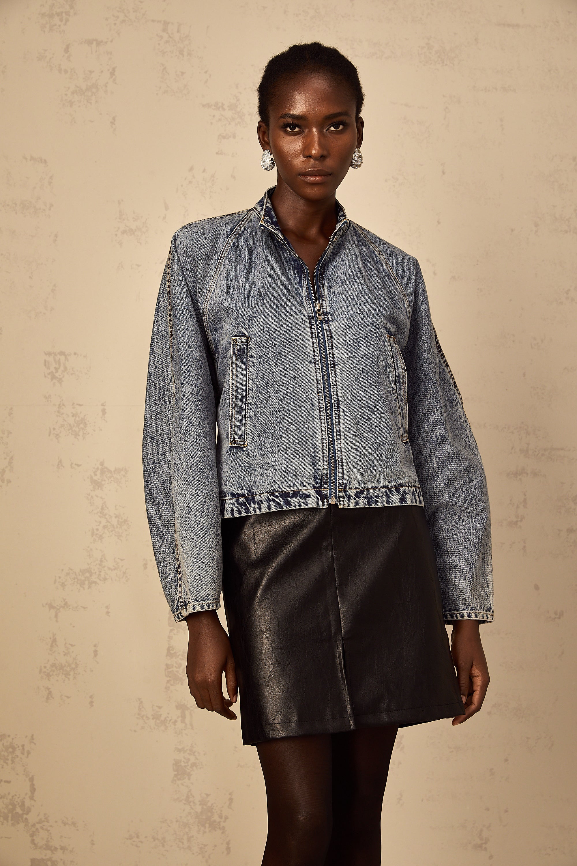 Isidore blue whiskering denim jacket