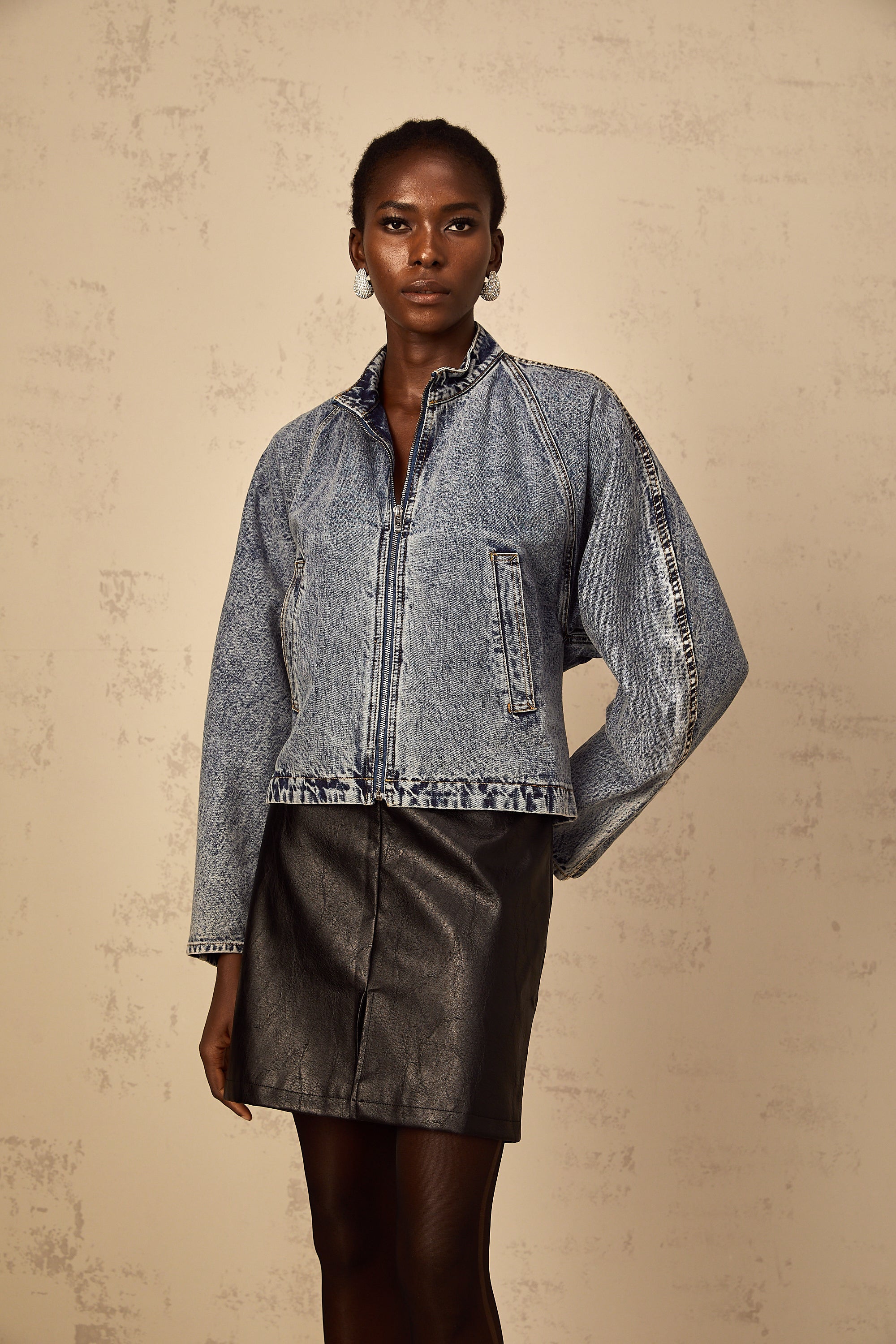 Isidore blue whiskering denim jacket