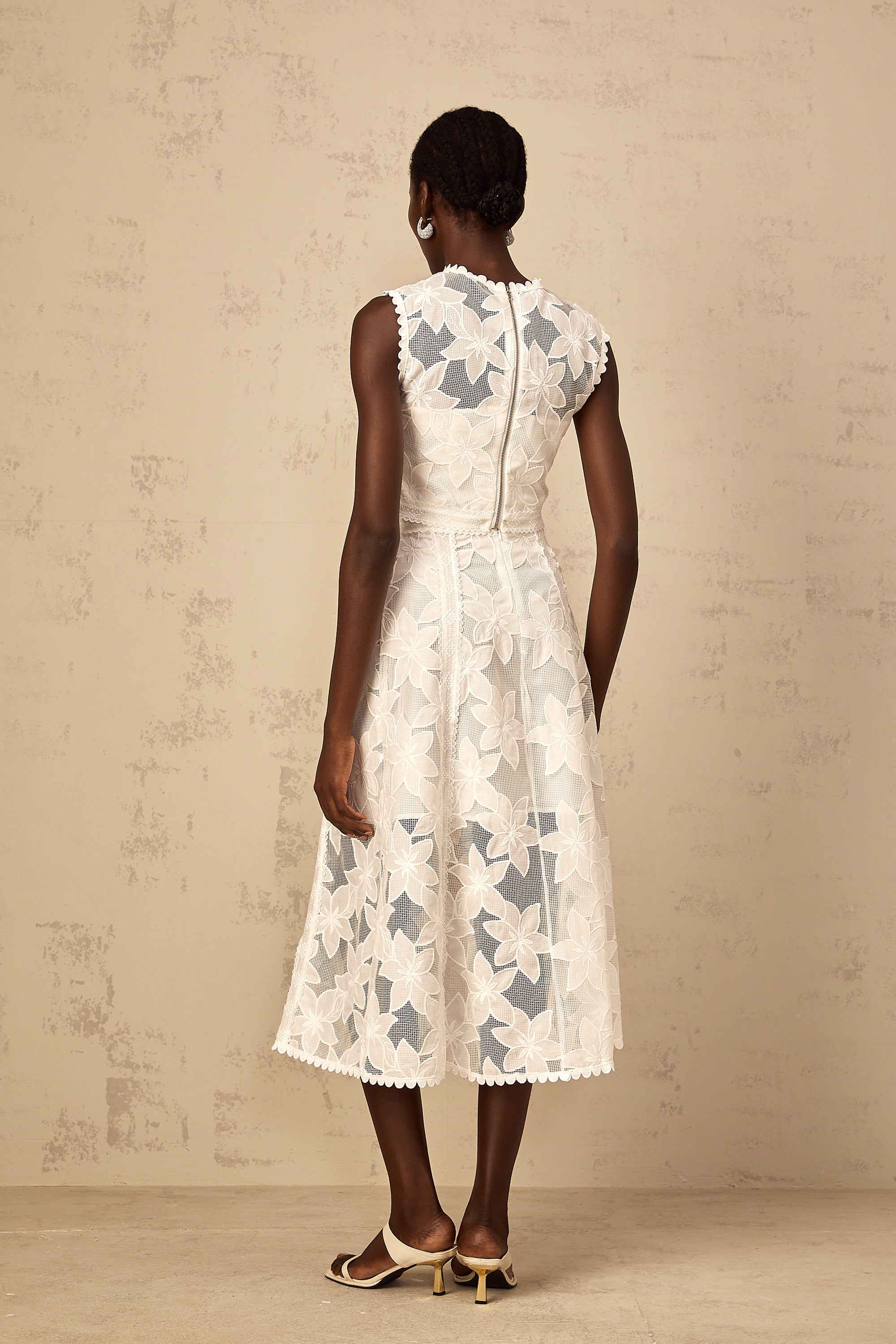 Mailys Floral Embroidered Top & Skirt Set in White