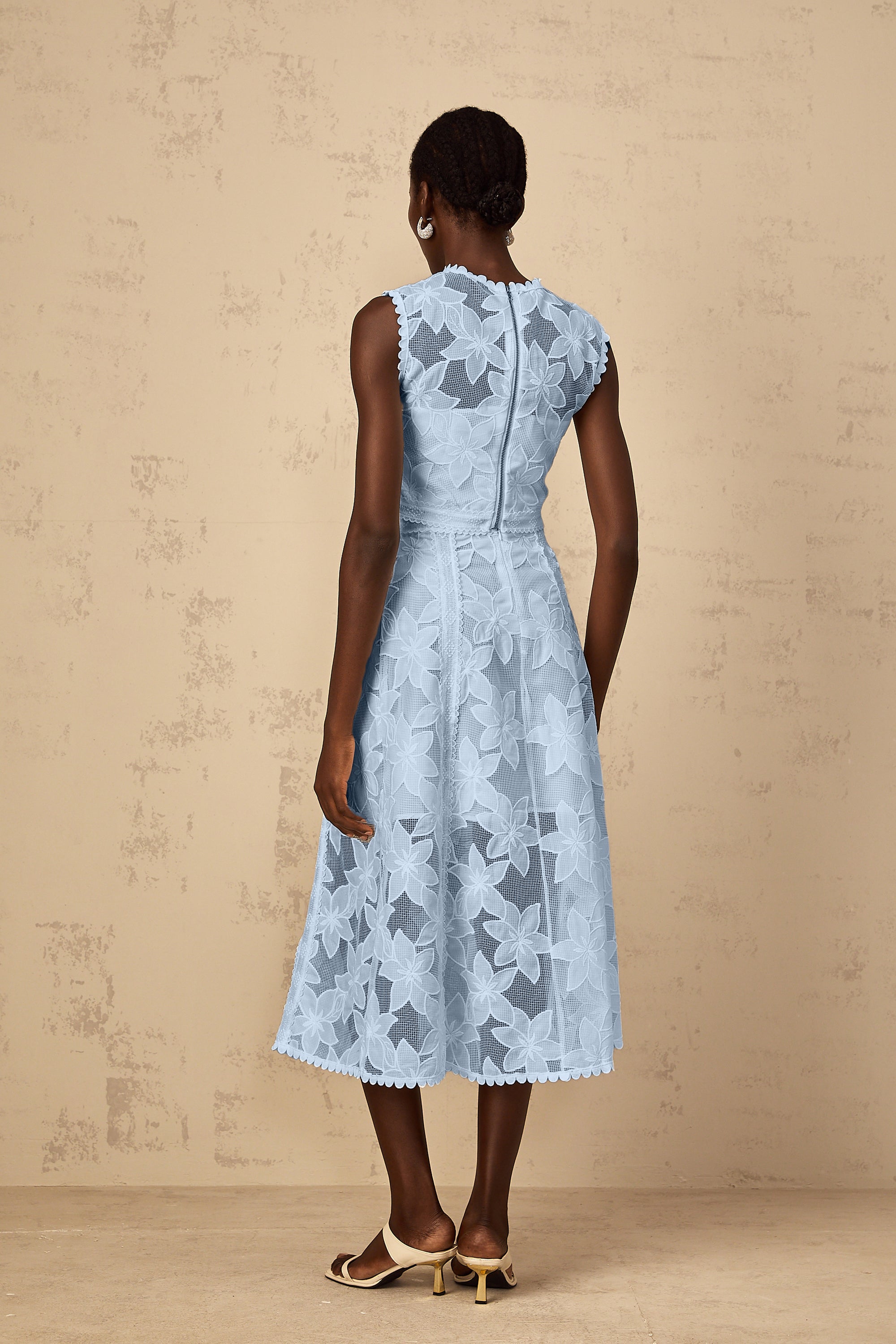 Mailys Blue Floral Embroidered Top & Skirt Set