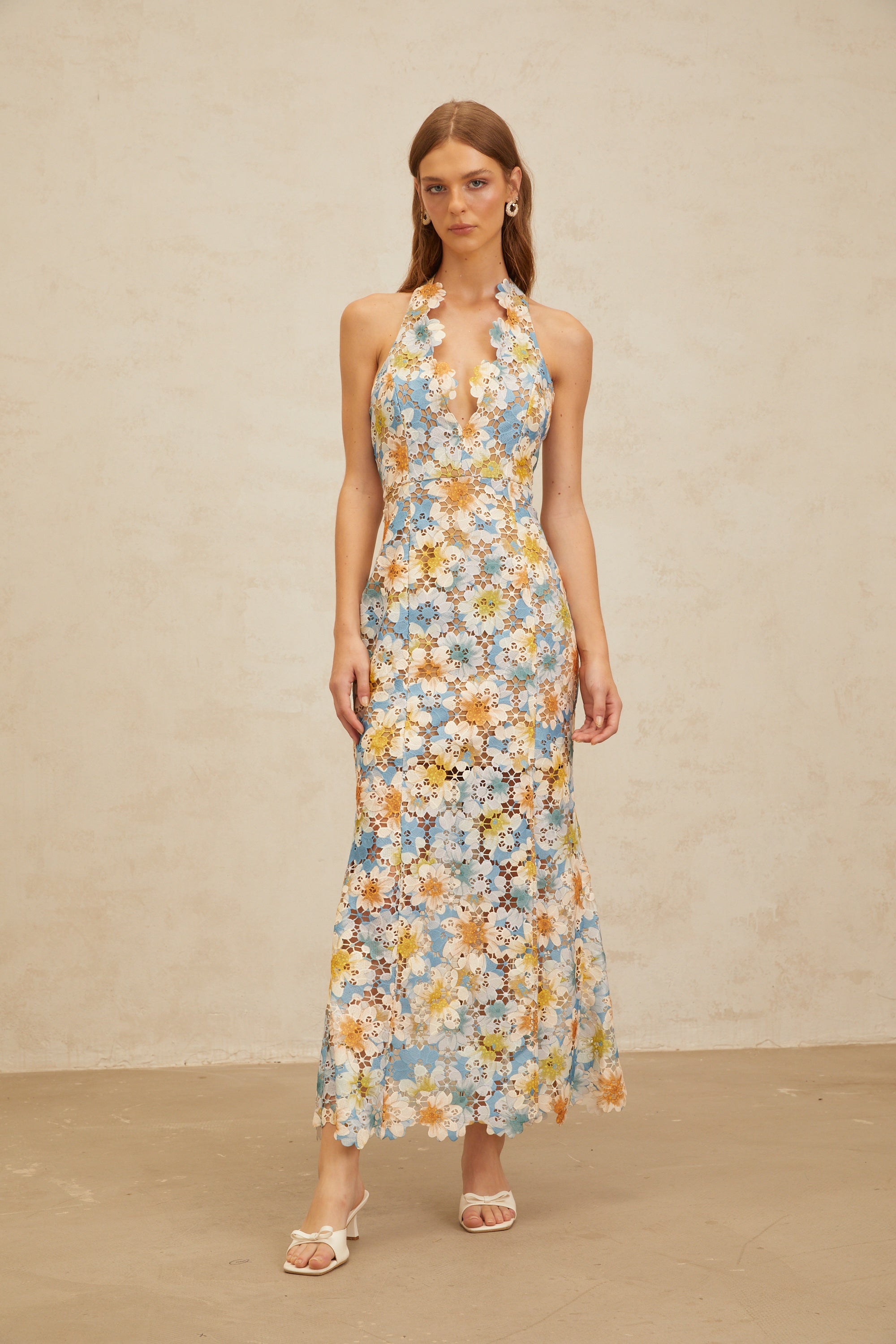 Zoé Blue Garden Party Floral Maxi Dress (Final Sale)