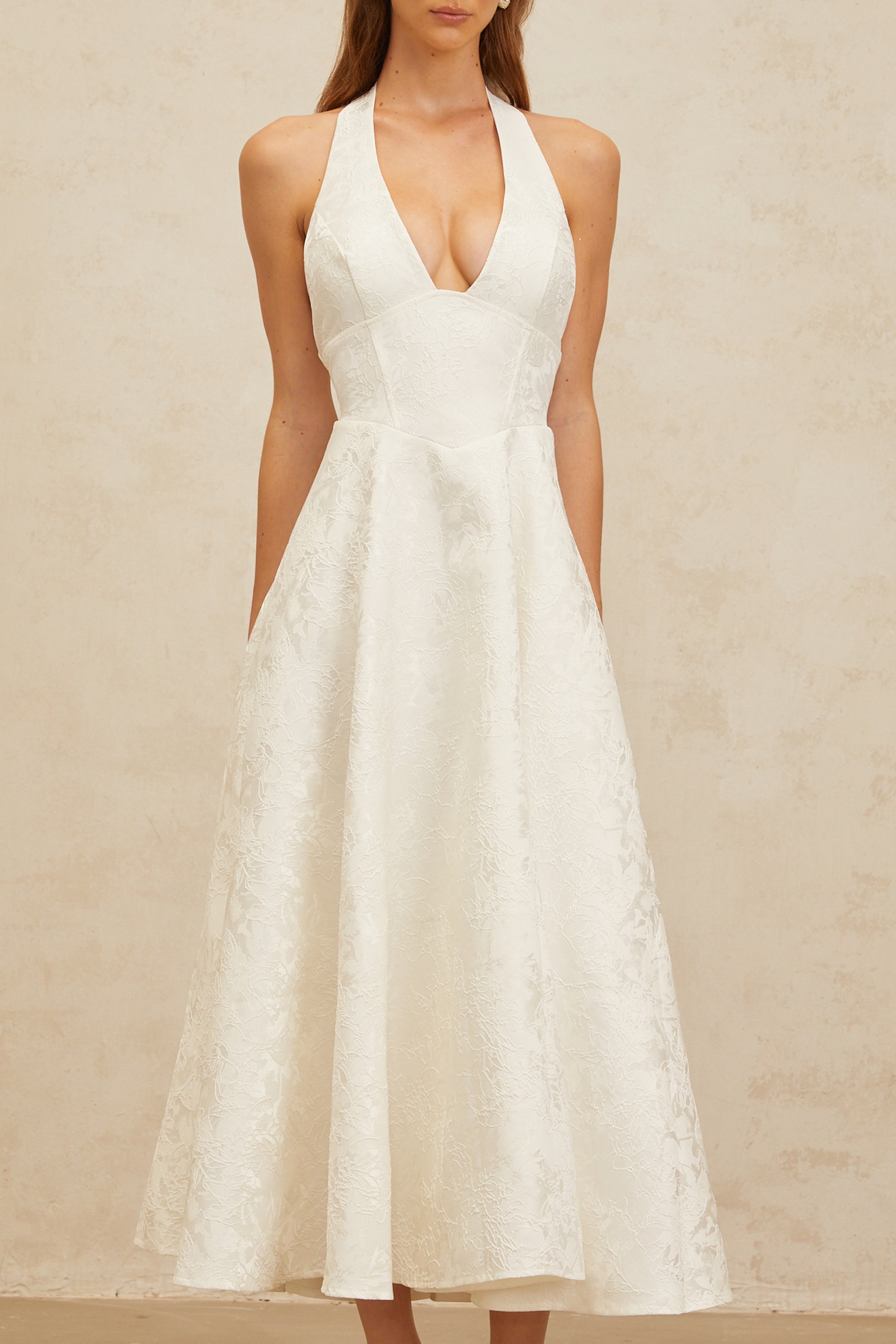 Céline White Glamorous Event Midi Dress (Final Sale-US Only)