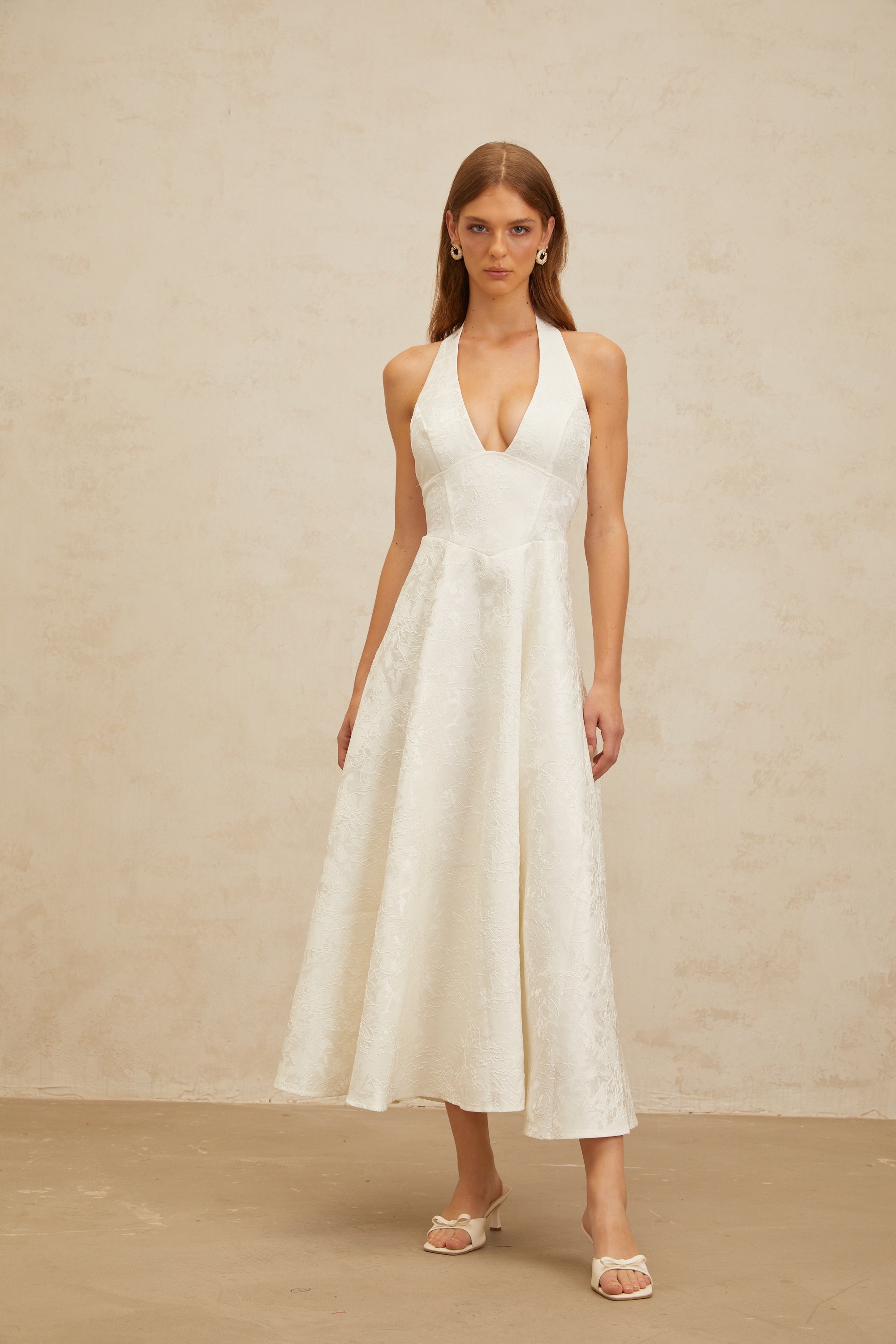 Céline White Glamorous Event Midi Dress (Final Sale-US Only)