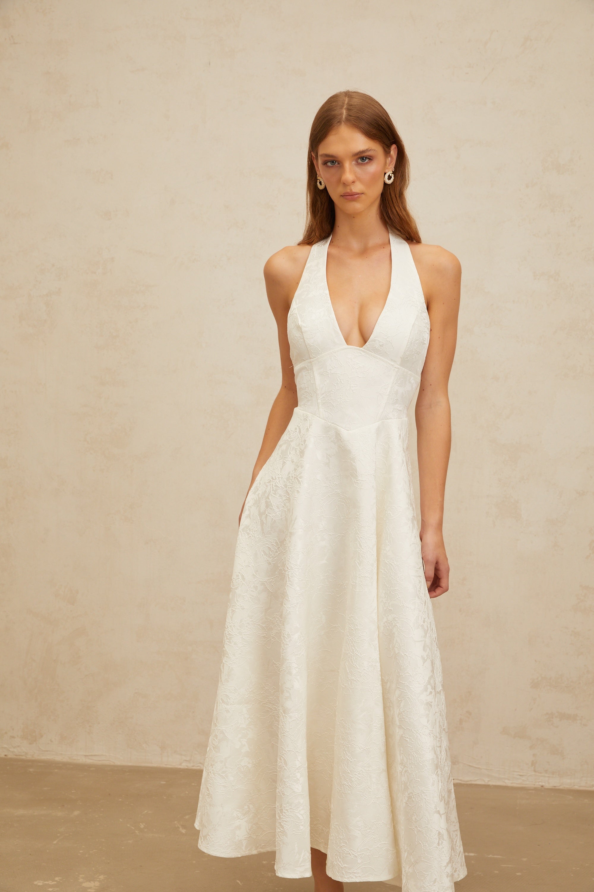 Céline White Glamorous Event Midi Dress (Final Sale-US Only)