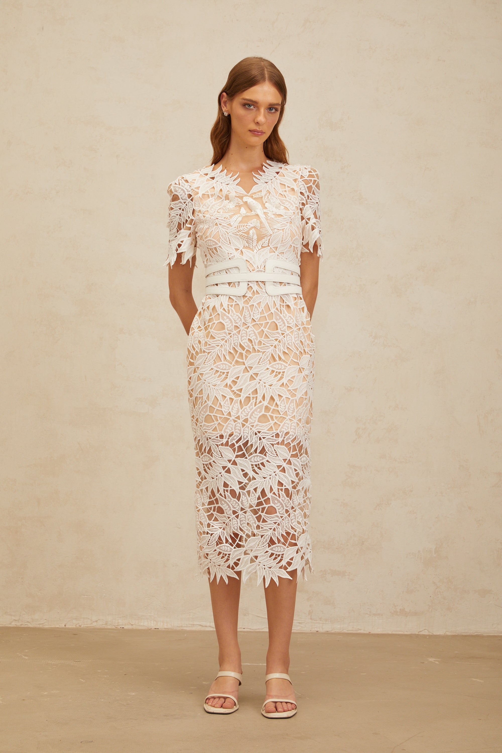 Chloé White Glamorous Corded Lace Midi Dress (Final Sale-US Only)
