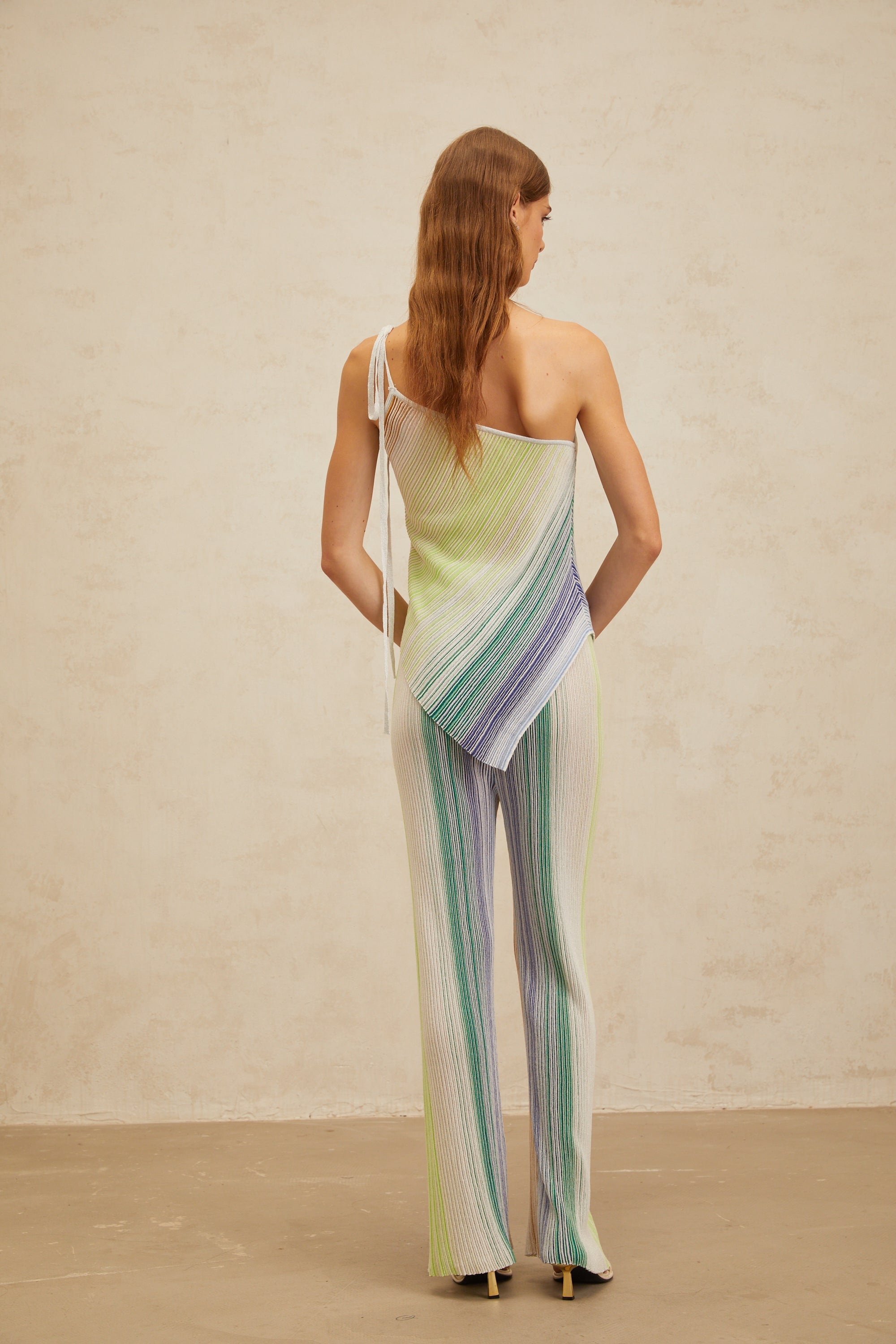 Amaryllis Green Sequin Striped Knit Matching Set