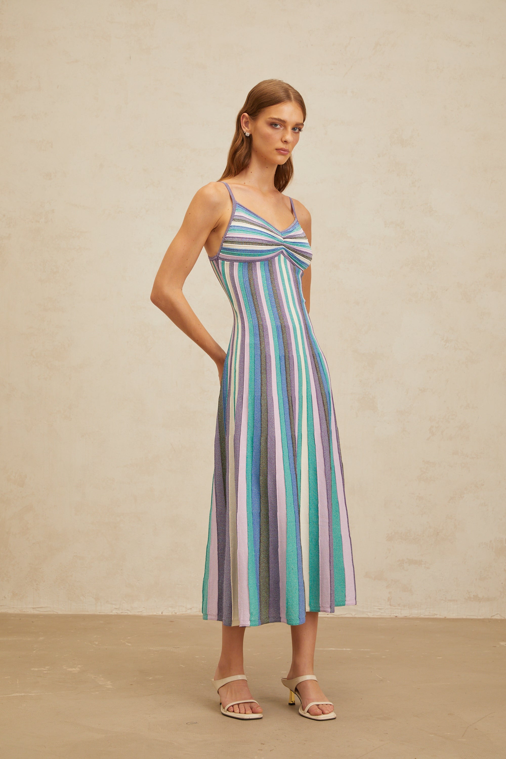 Bruyère Blue Striped Knit Midi Dress