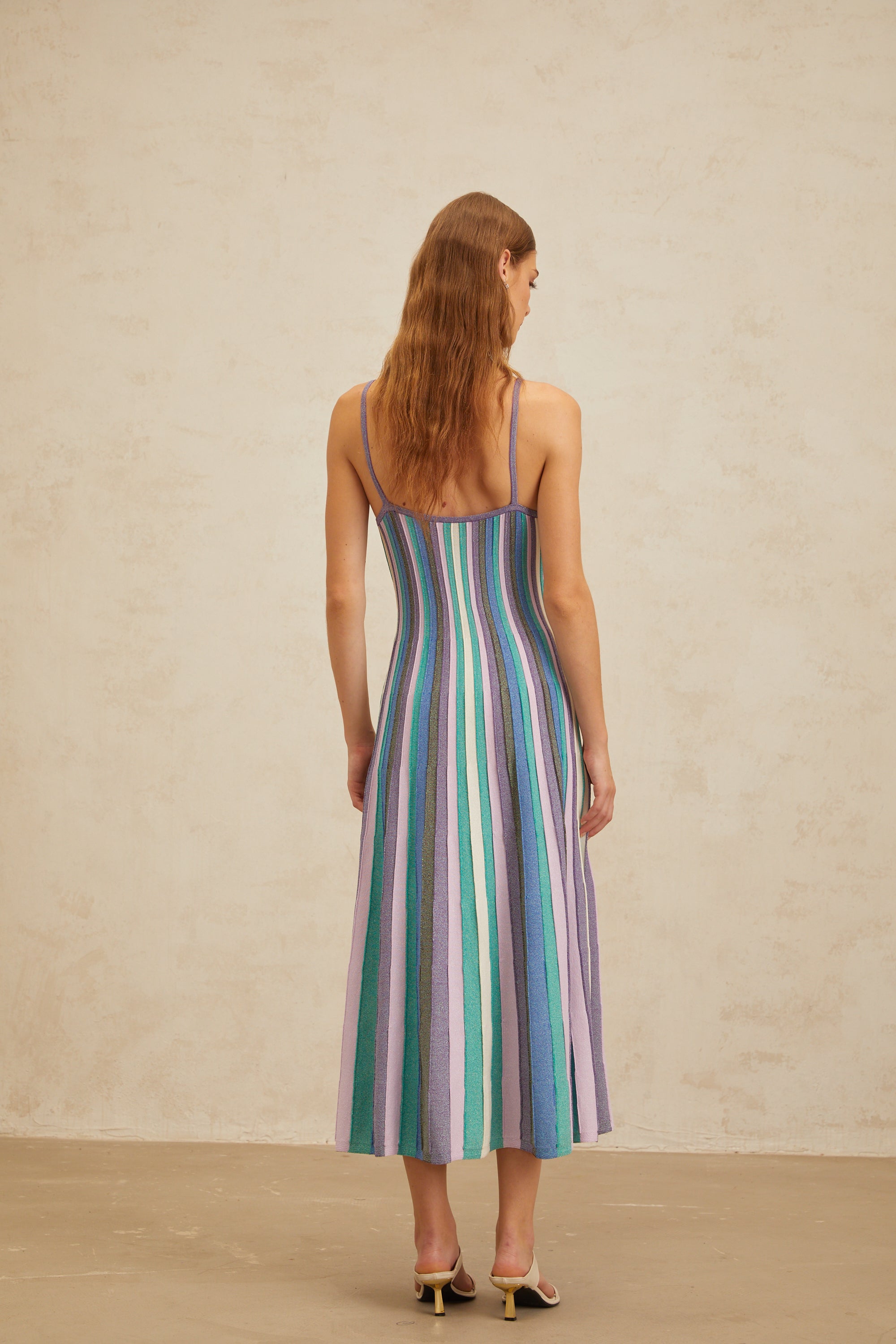 Bruyère Blue Striped Knit Midi Dress
