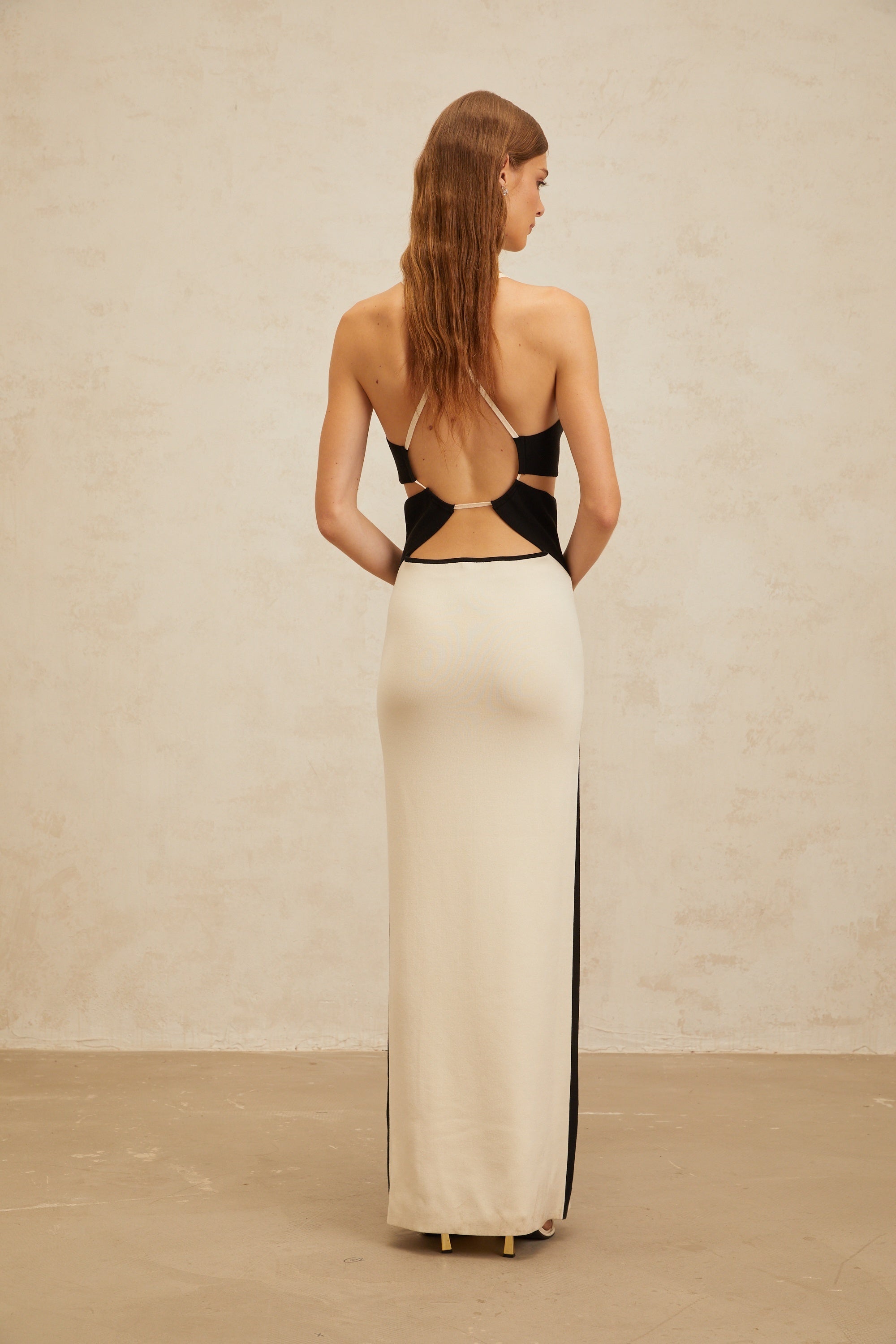 Coralie White Cut-Out Knit Maxi Dress