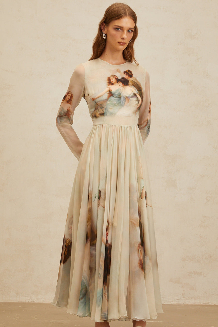 Manon Green Graphic Print Silk Maxi Dress