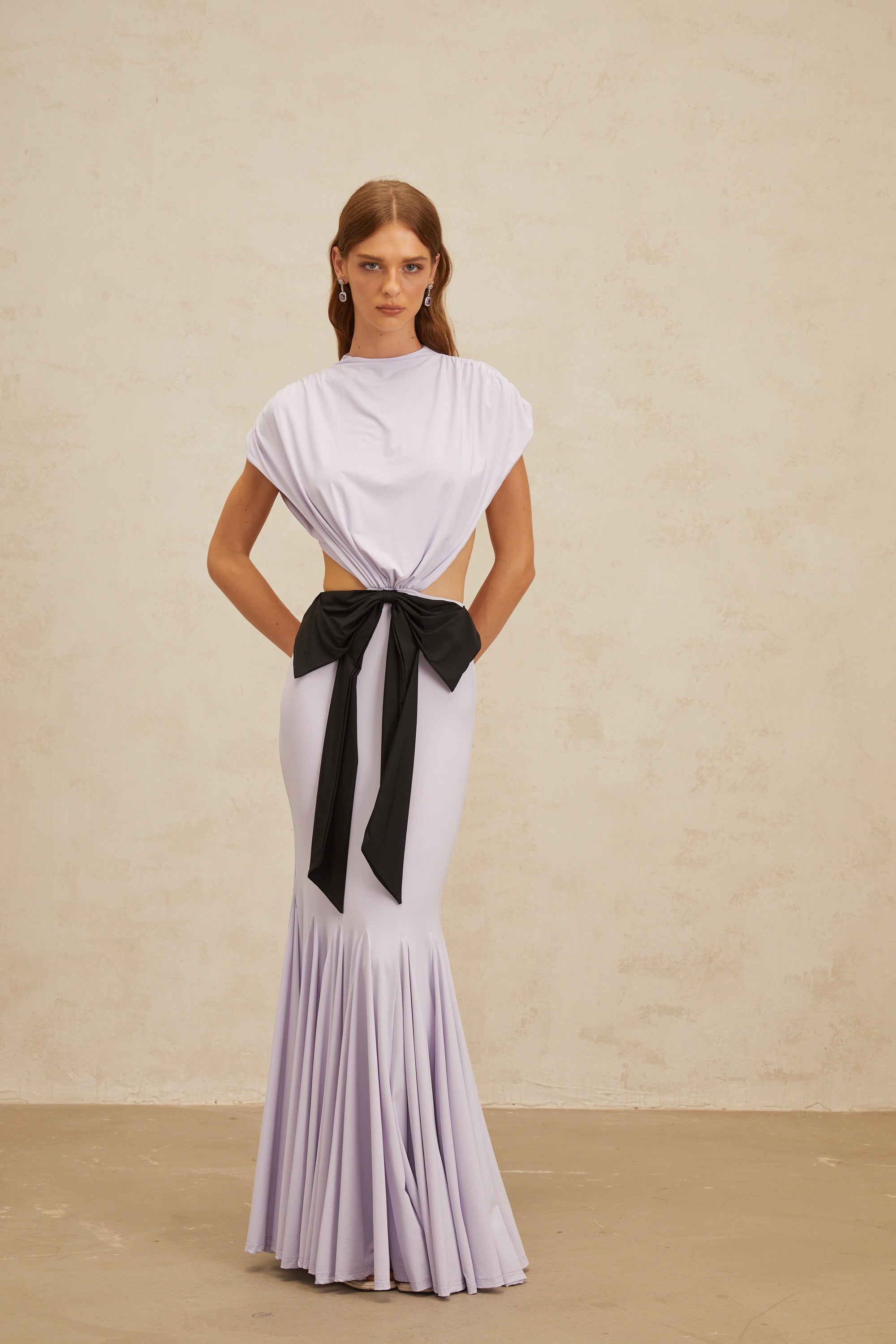 Manon Purple Bowknot Cut-Out Maxi Dress