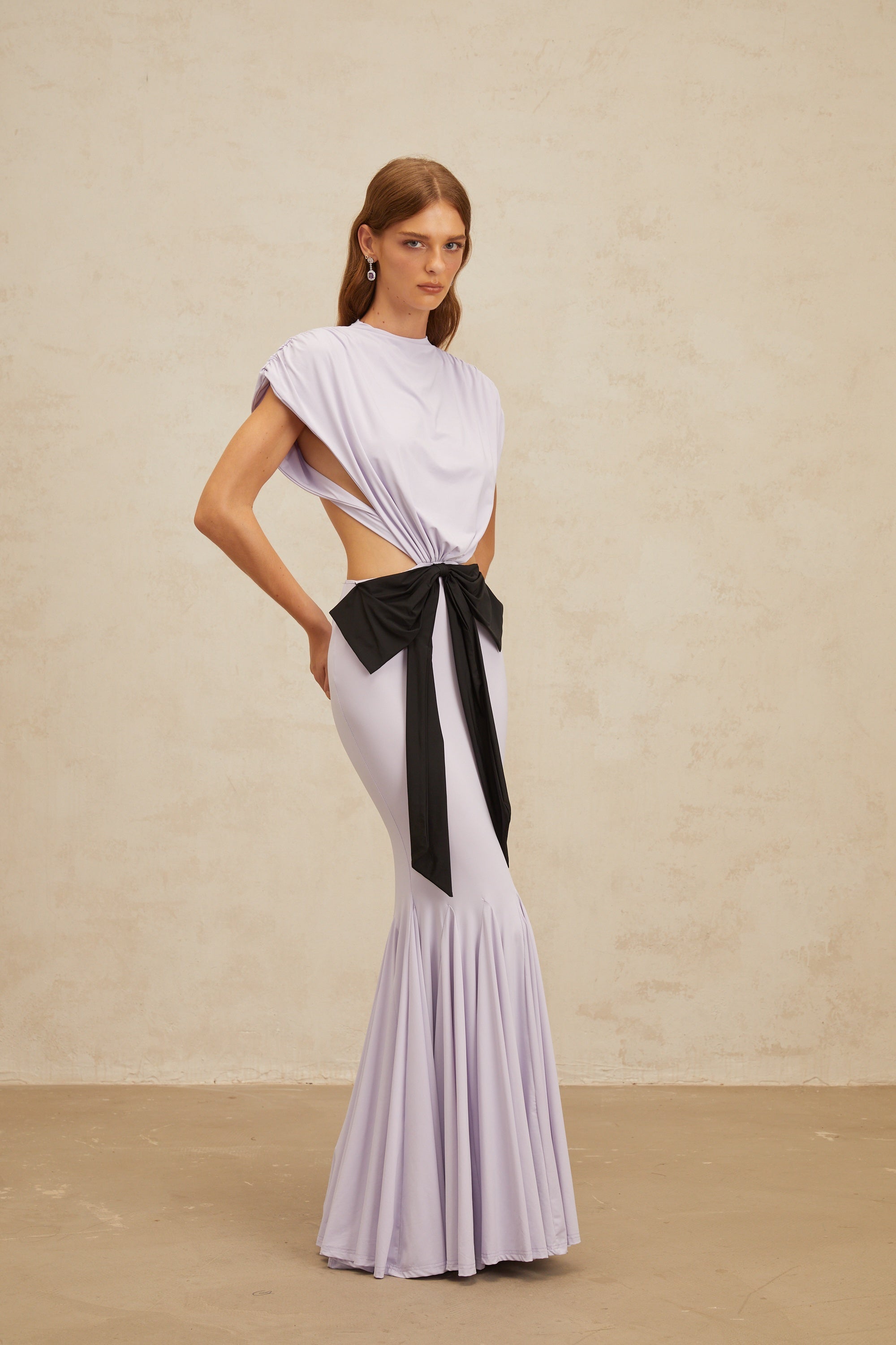 Manon Purple Bowknot Cut-Out Maxi Dress