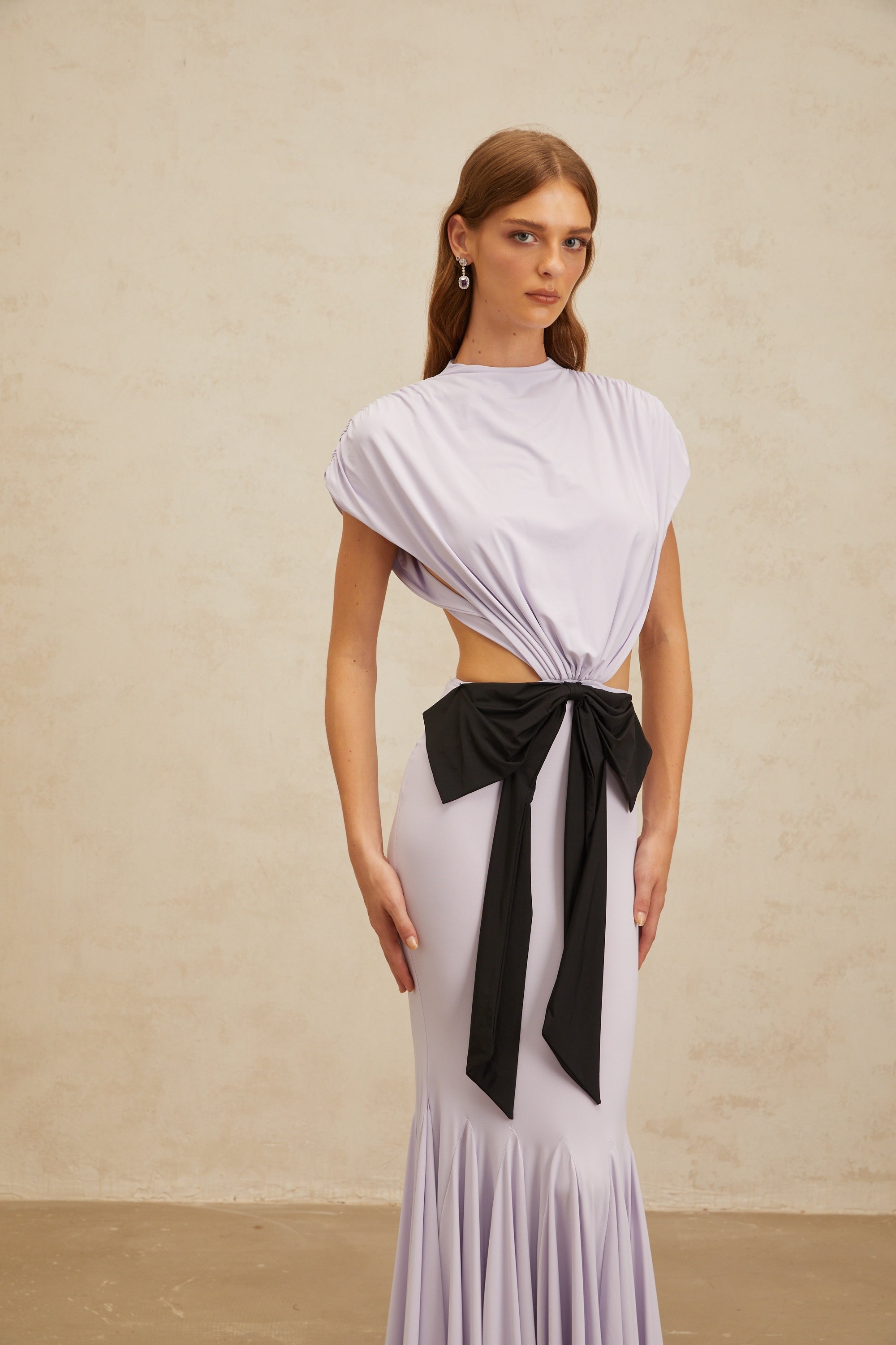 Manon Purple Bowknot Cut-Out Maxi Dress