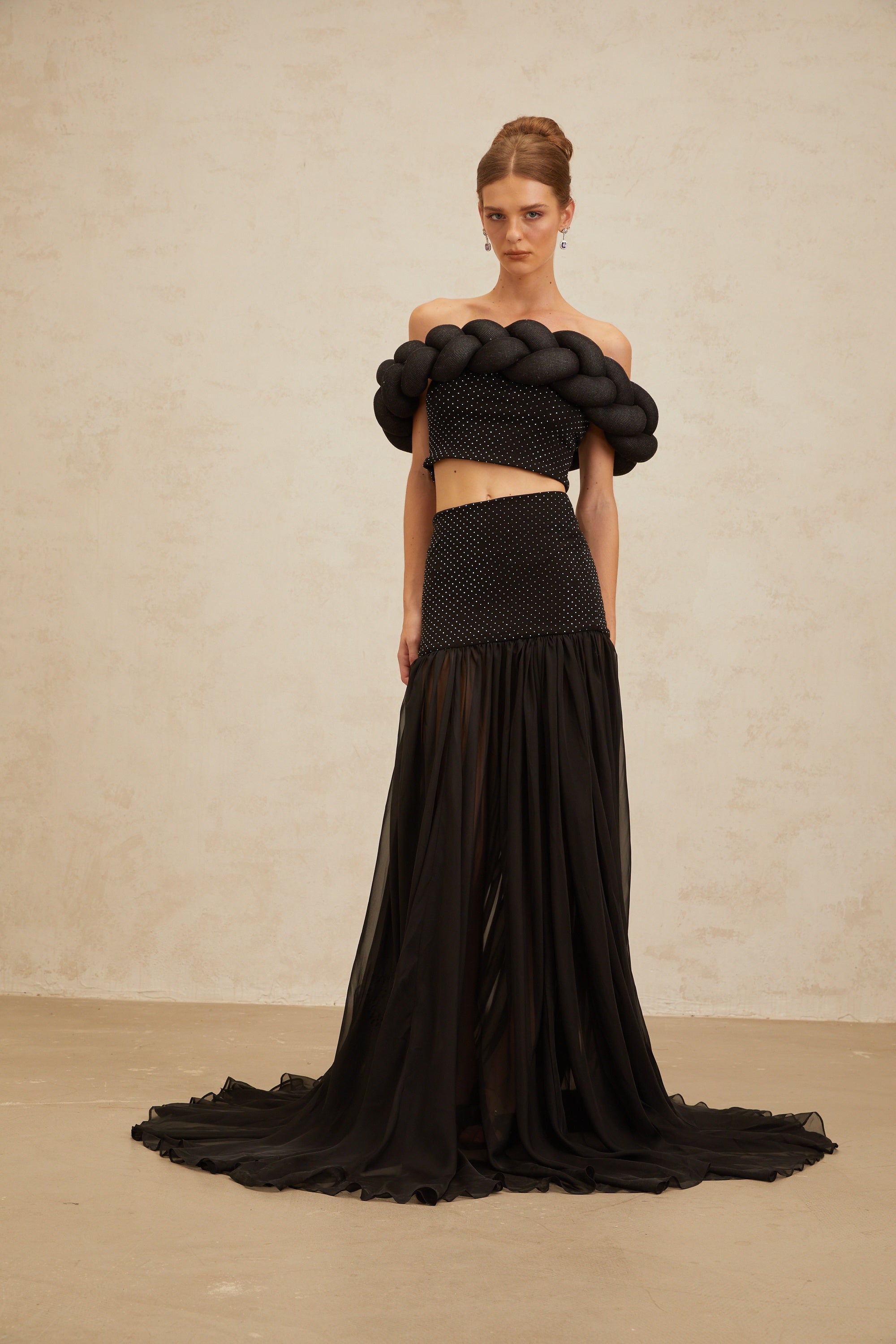 Camille Black Embellished Tulle Panel Maxi Skirt (Final Sale-US Only)