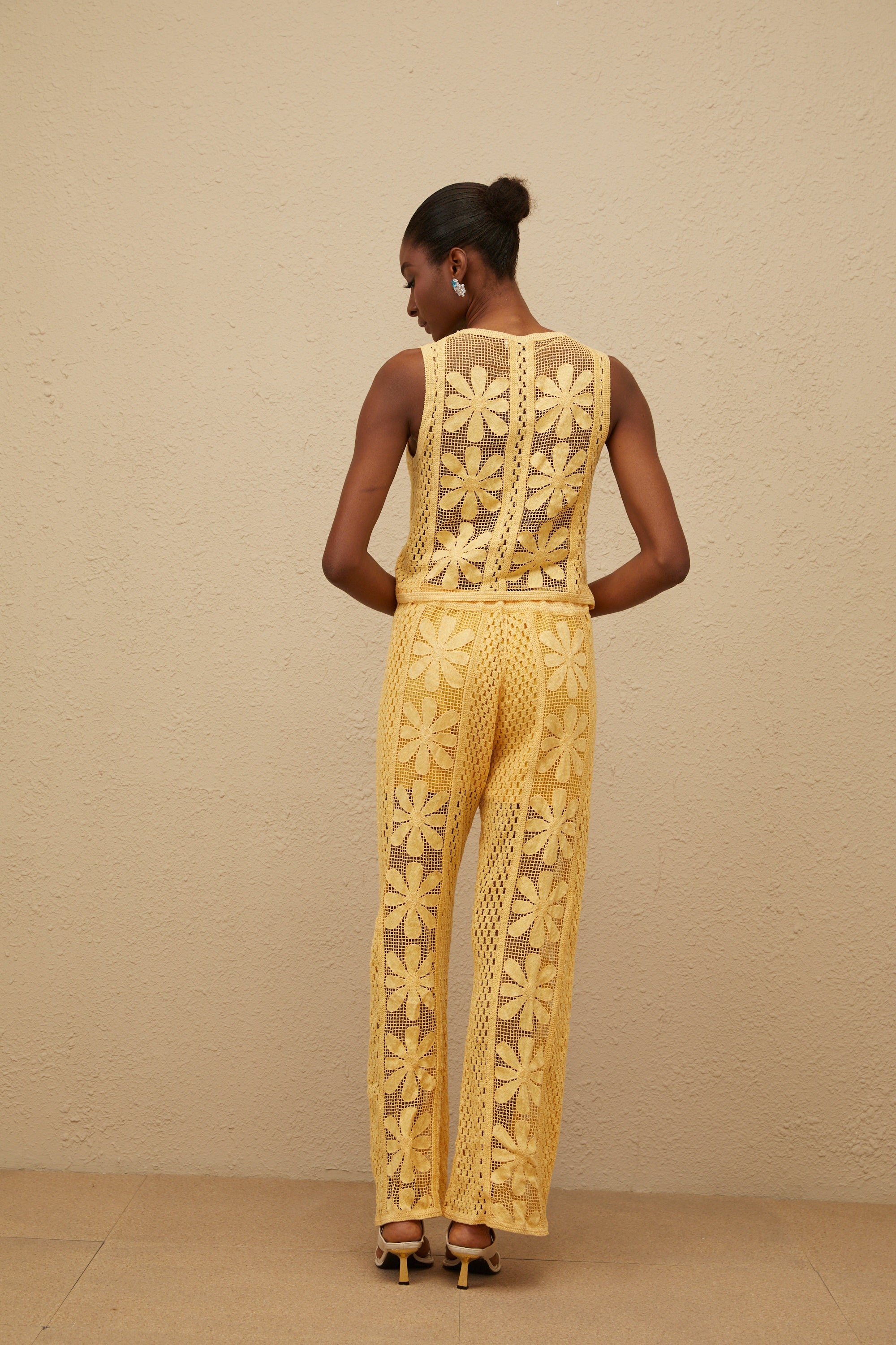 Vivienne Yellow Floral Crochet Knit Co-ord Set