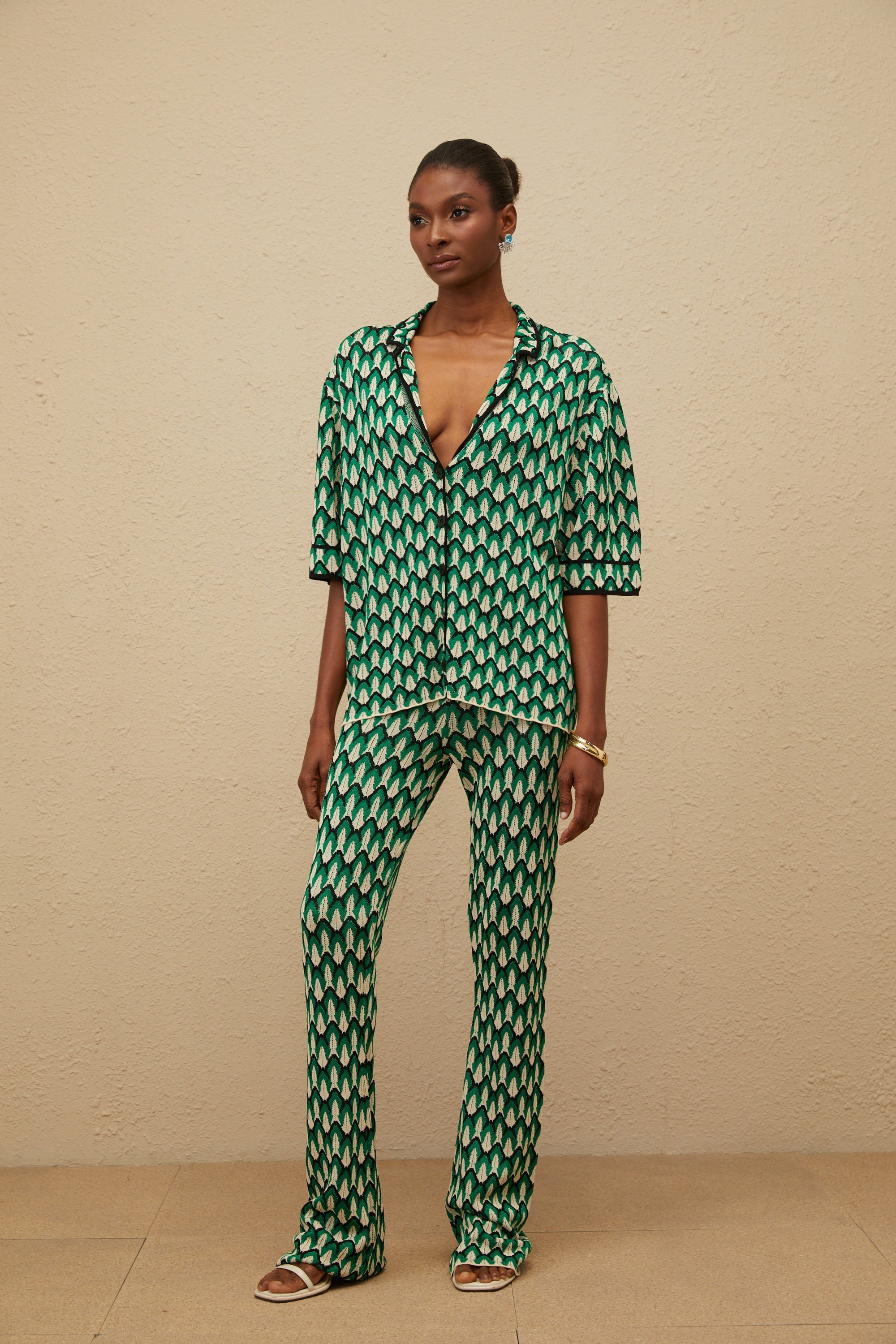 Verdoyante Green Jacquard Knit Co-ord Set