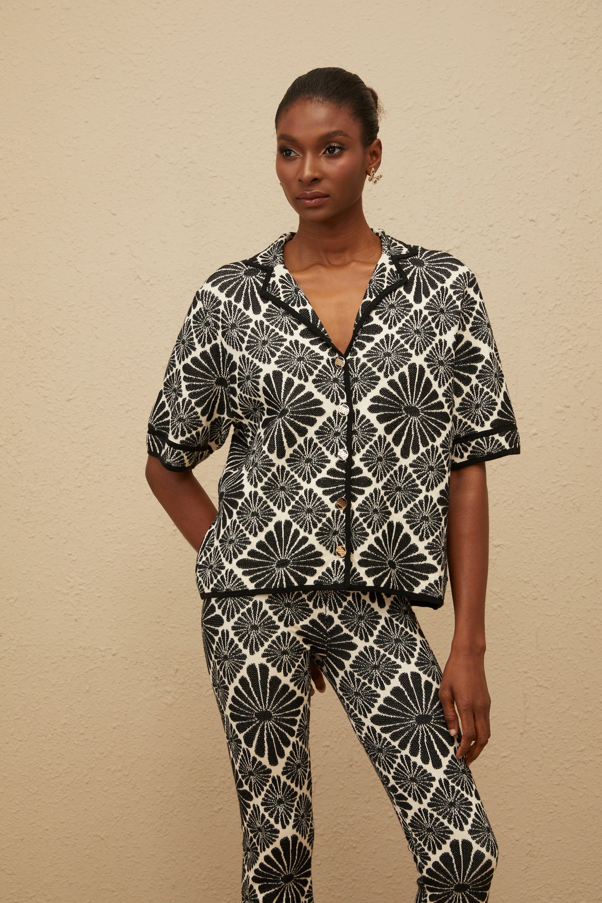 Calligraphiée Black Jacquard Knit Co-ord Set