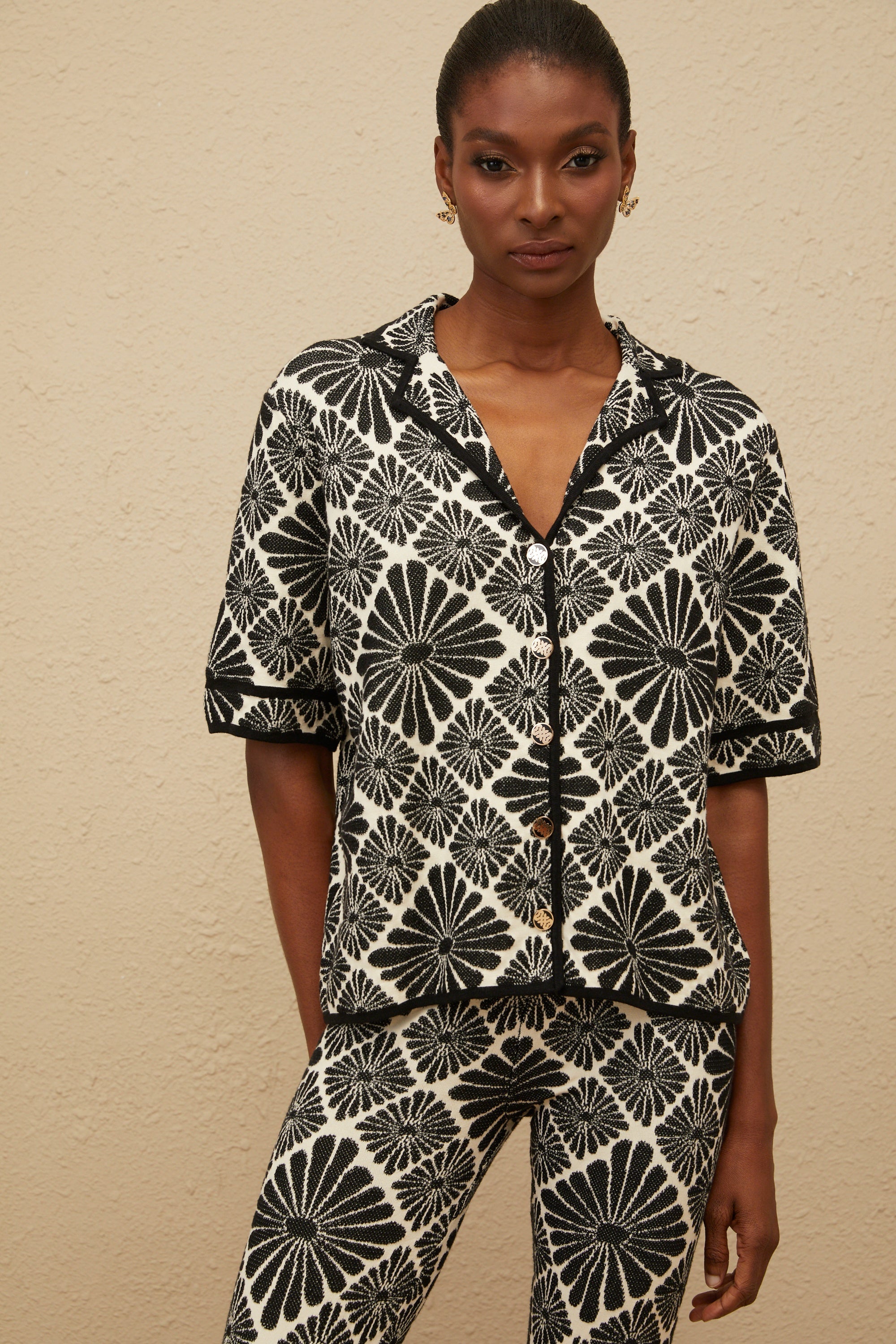 Calligraphiée Black Jacquard Knit Co-ord Set