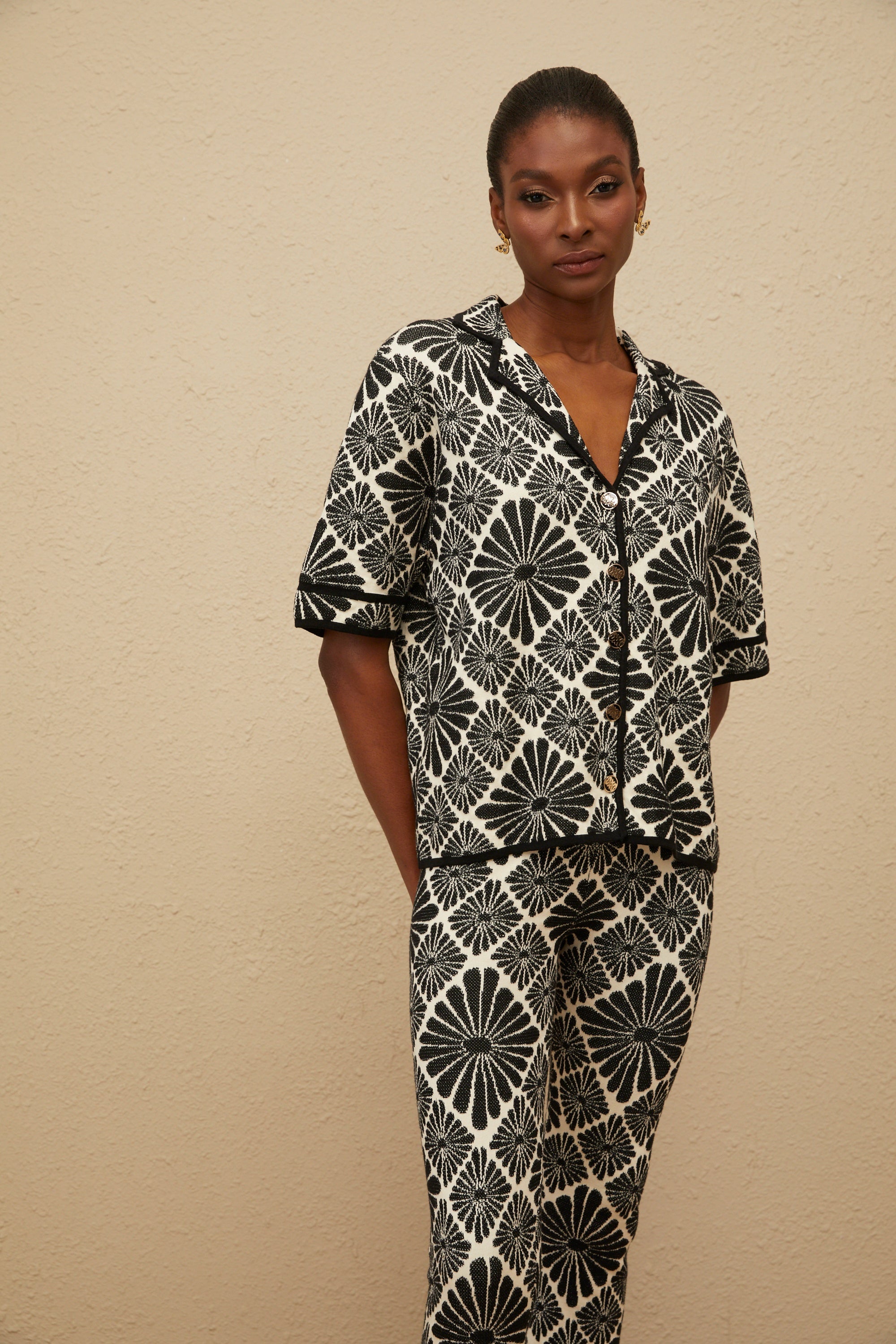 Calligraphiée Black Jacquard Knit Co-ord Set