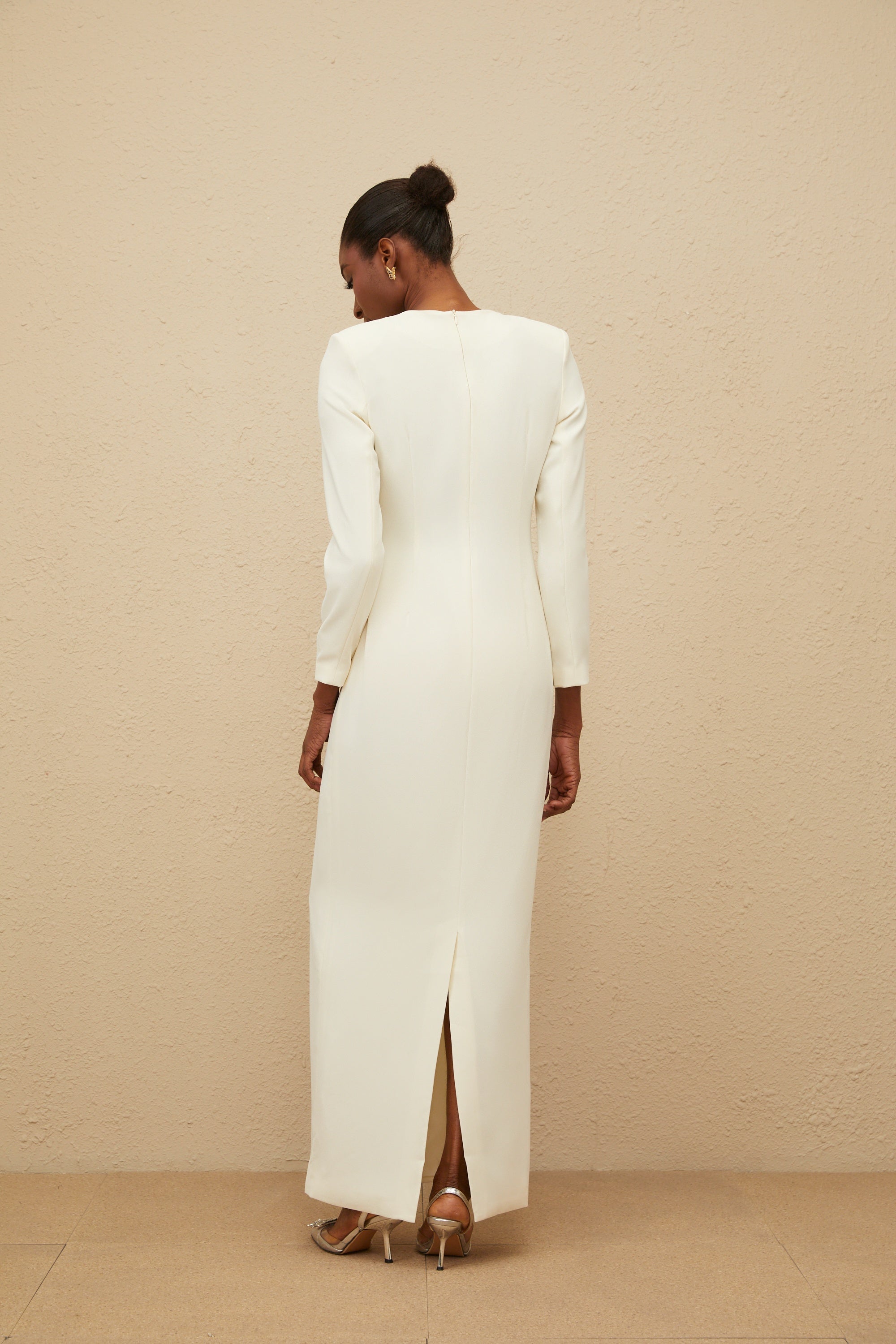 Rosée White Rhinestone Bead Embellished Maxi Dress (Final Sale)