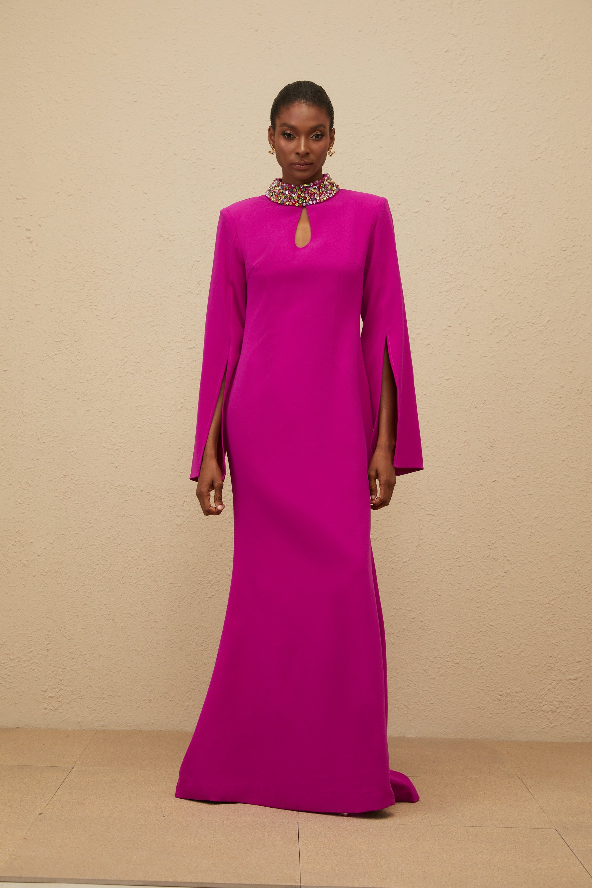 Majestueuse Fuchsia Keyhole-Detail Mermaid Gown