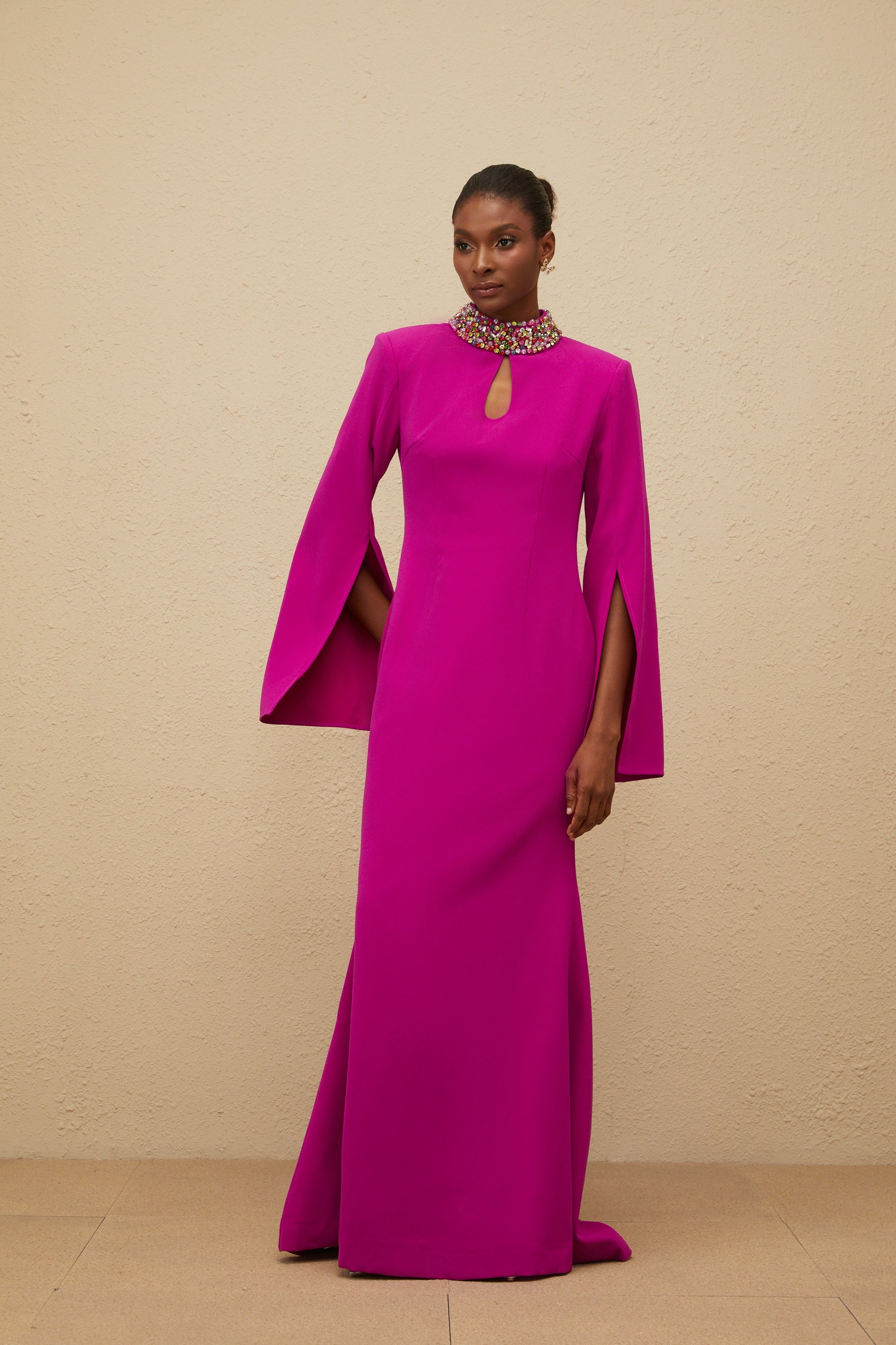 Majestueuse Fuchsia Keyhole-Detail Mermaid Gown