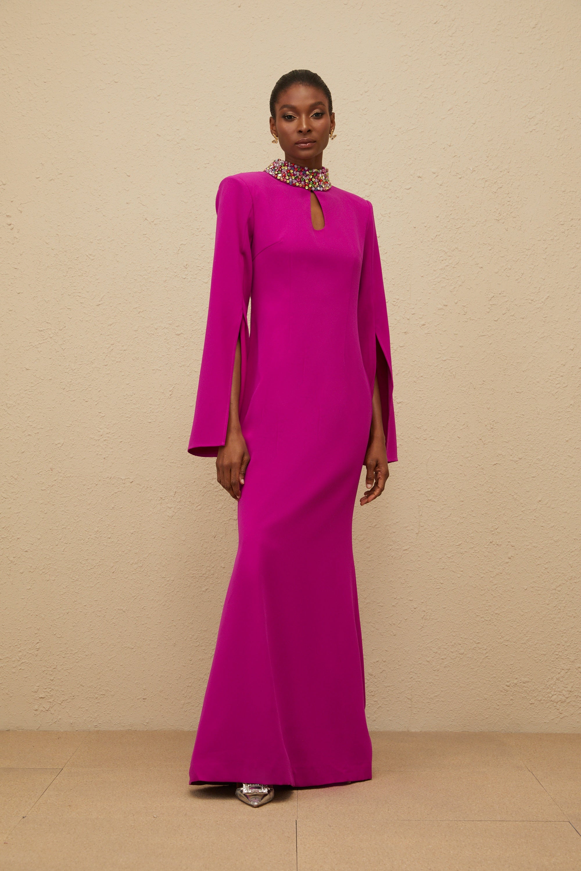 Majestueuse Fuchsia Keyhole-Detail Mermaid Gown