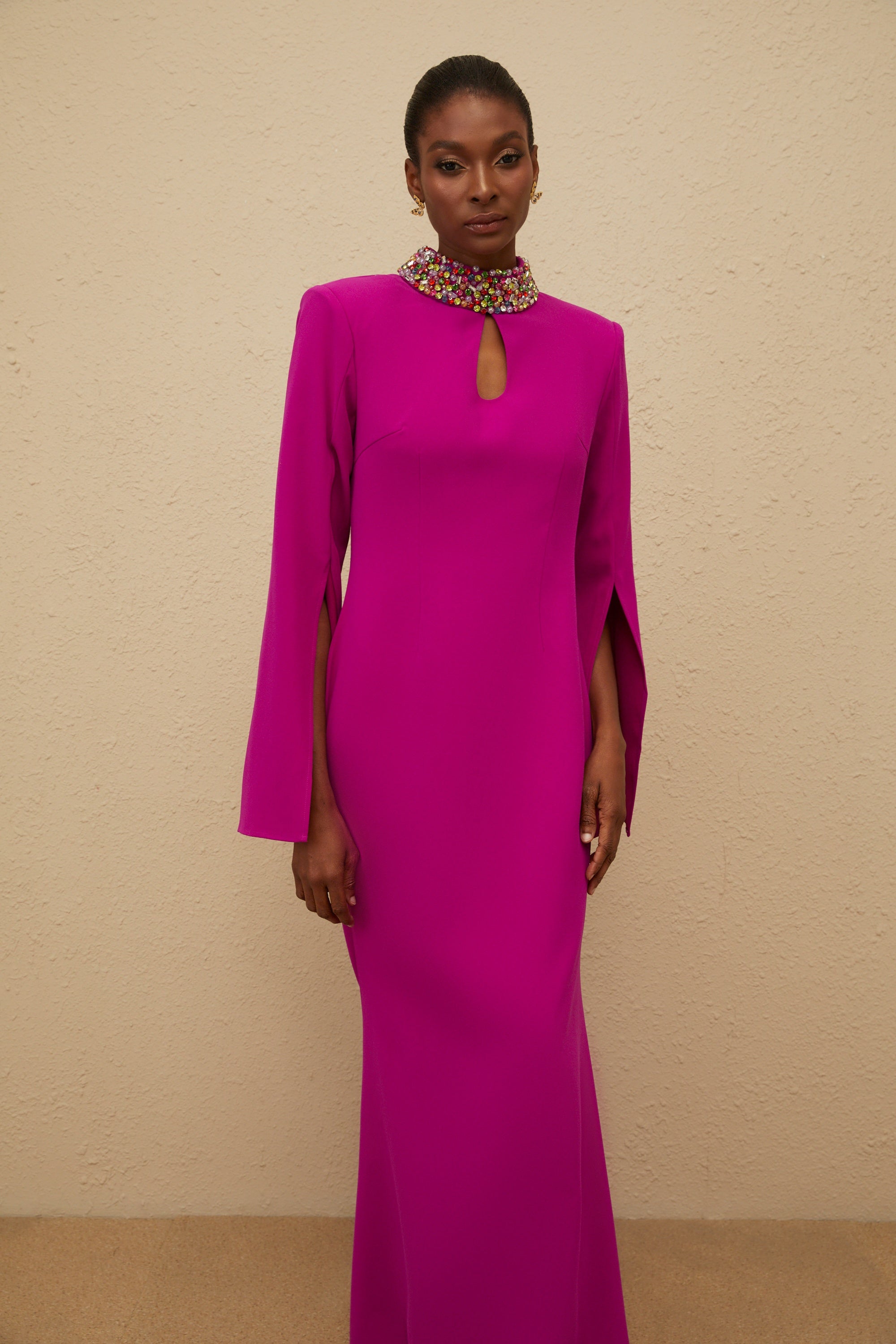 Majestueuse Fuchsia Keyhole-Detail Mermaid Gown