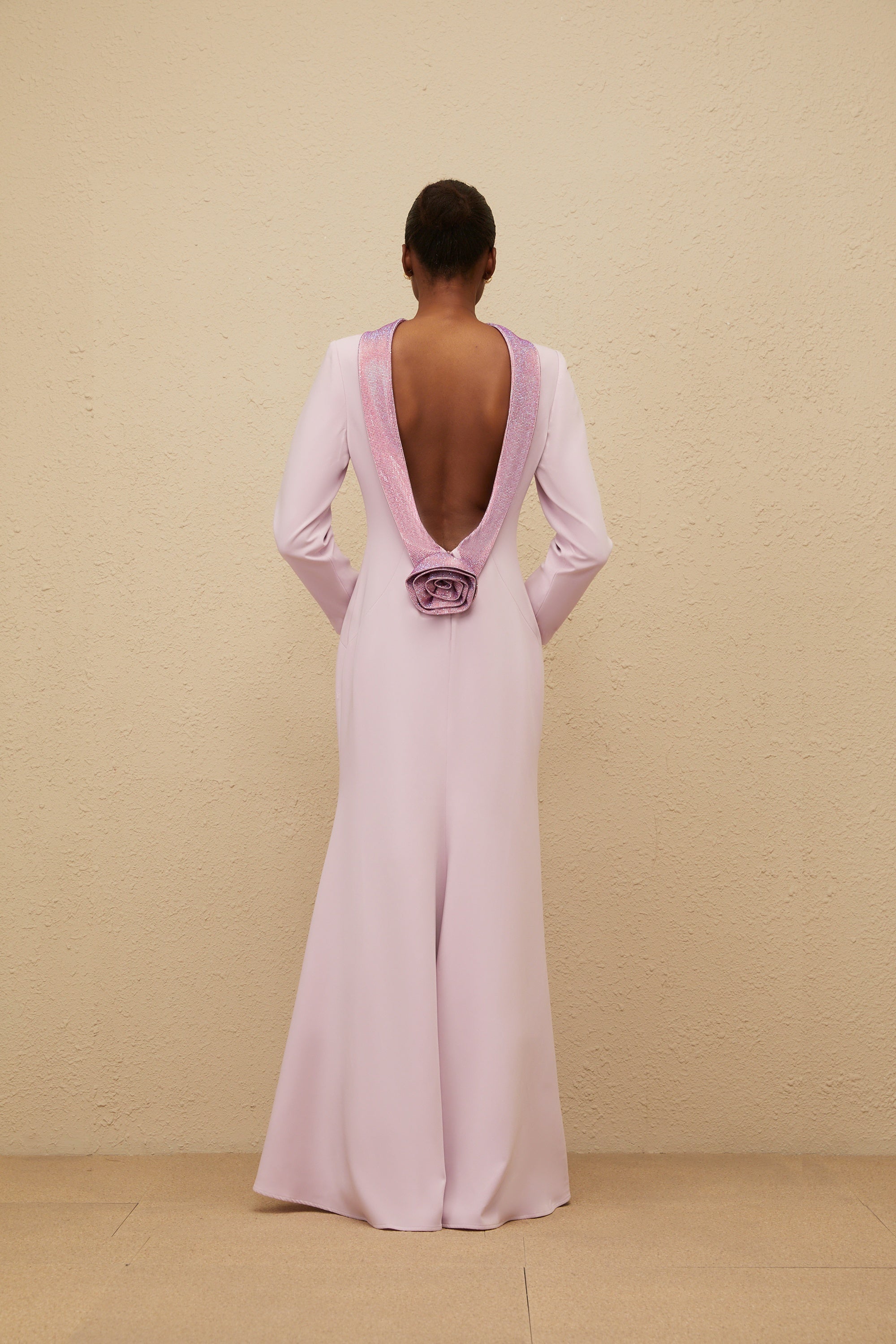 Délicatesse Purple Flared Open-Back Gown