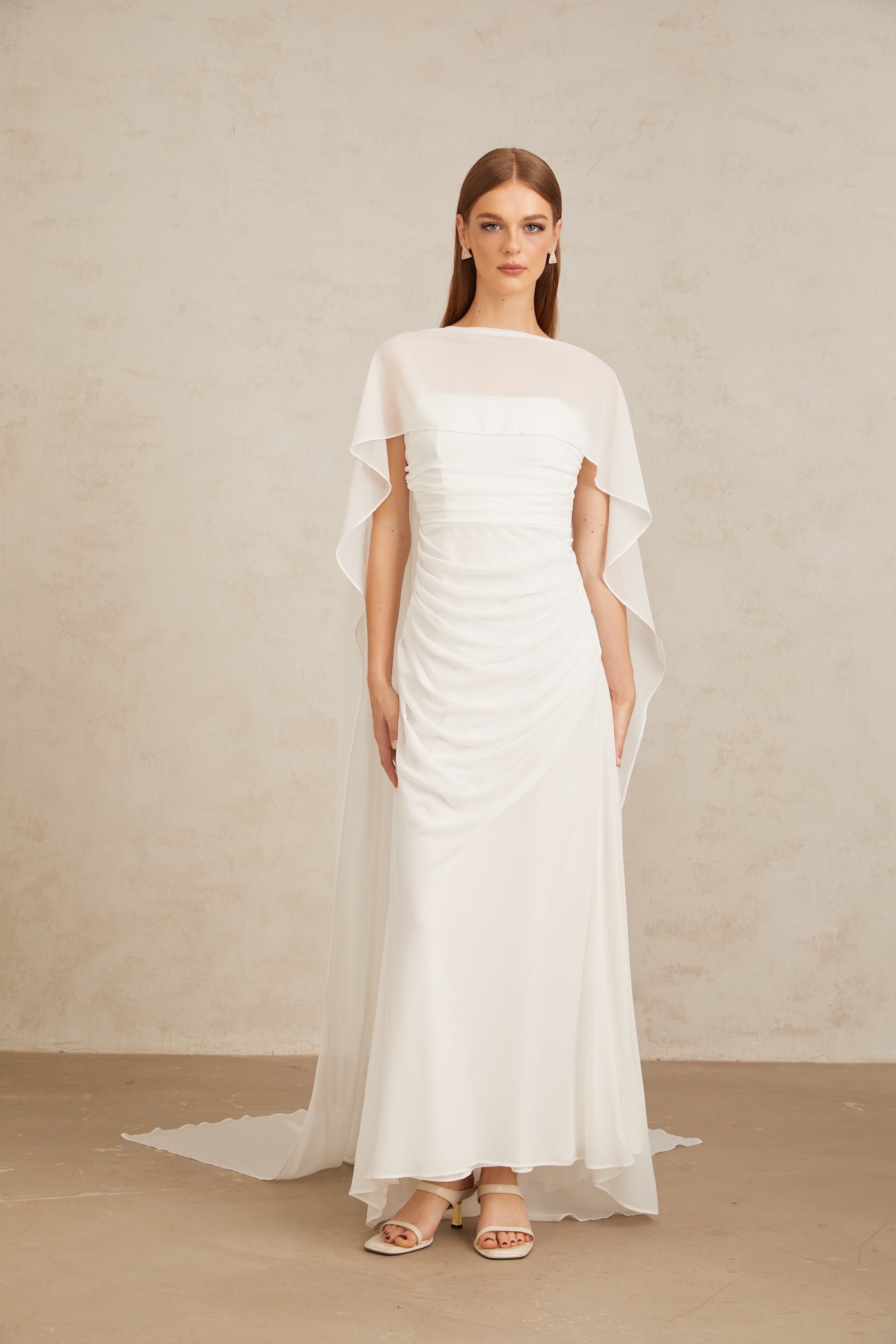 Léonie White Tulle Cape & Dress Set (Final Sale-US Only)